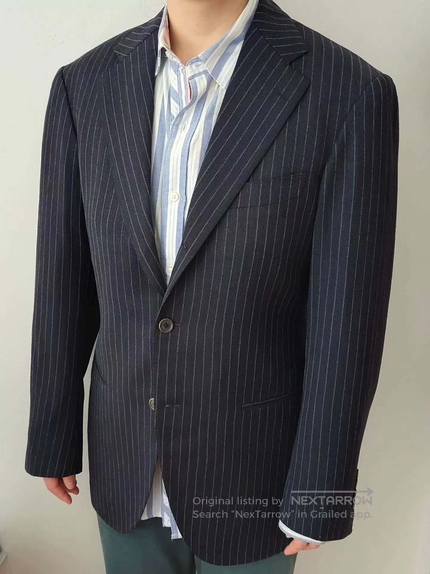 Ermenegildo Zegna Japanese Wool Pinstripe Suit Jacket. Size US M / EU 48-50 / 2 - 1 Thumbnail