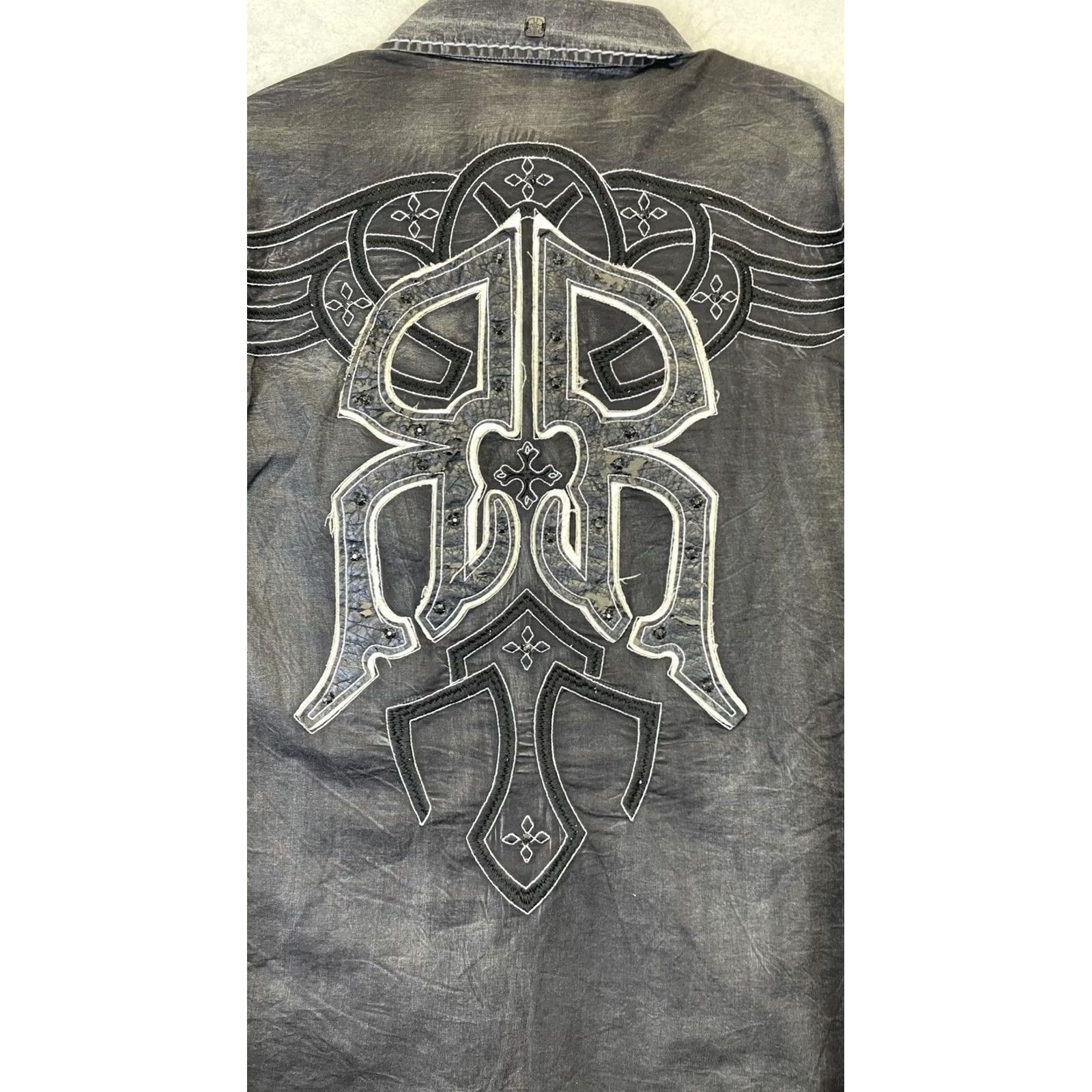 Roar Roar Shirt Mens Large Black Signature Embroidered Western Contrast Stitch Snap Size US L / EU 52-54 / 3 - 7 Thumbnail