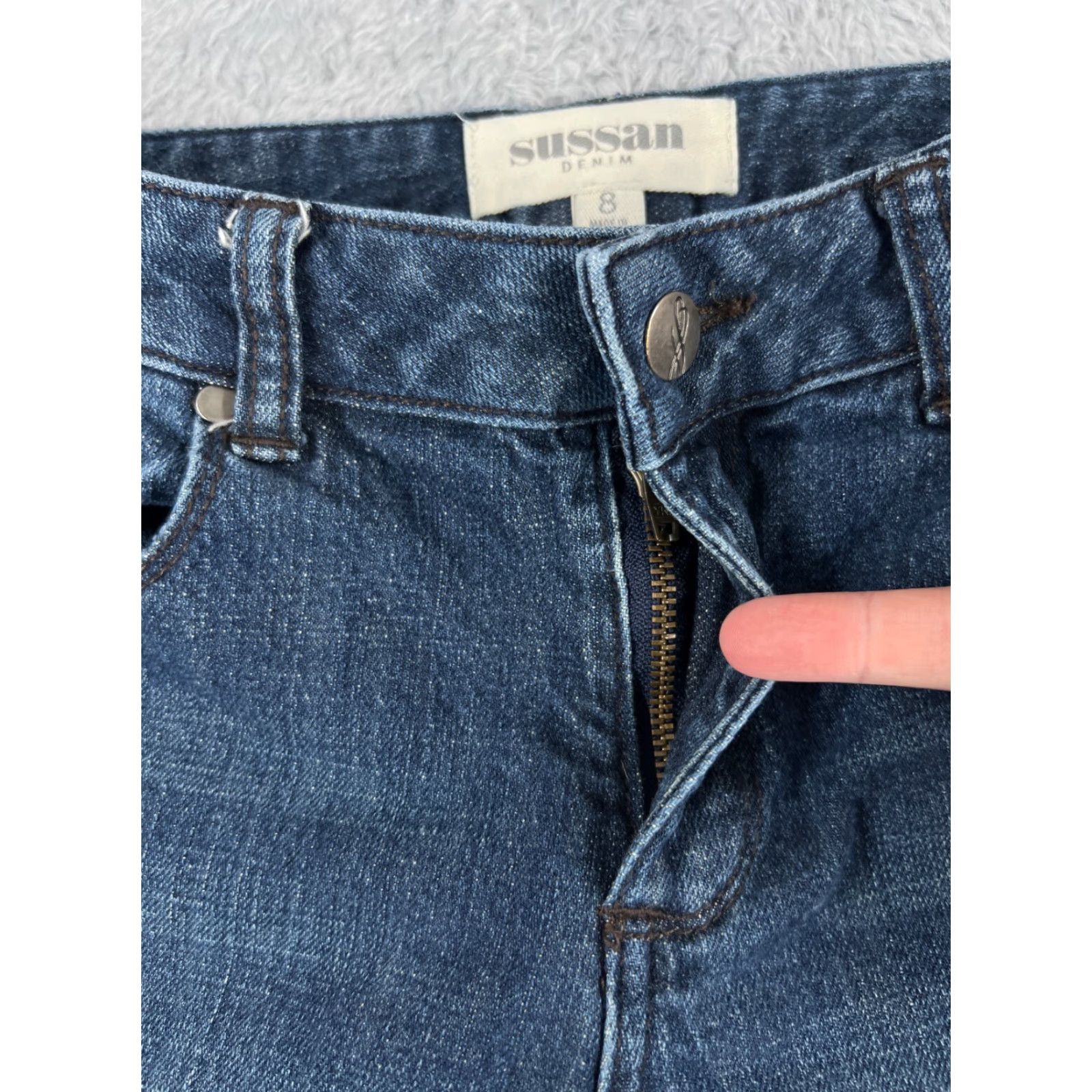 Denime VINTAGE Sussan Jeans 8 Blue Denim Bootcut Skinny Low Rise Cotton 26x30 30 in 5-Pocket Design Embroidered Stretch Regular Womens Size 30" / US 8 / IT 44 - 5 Thumbnail