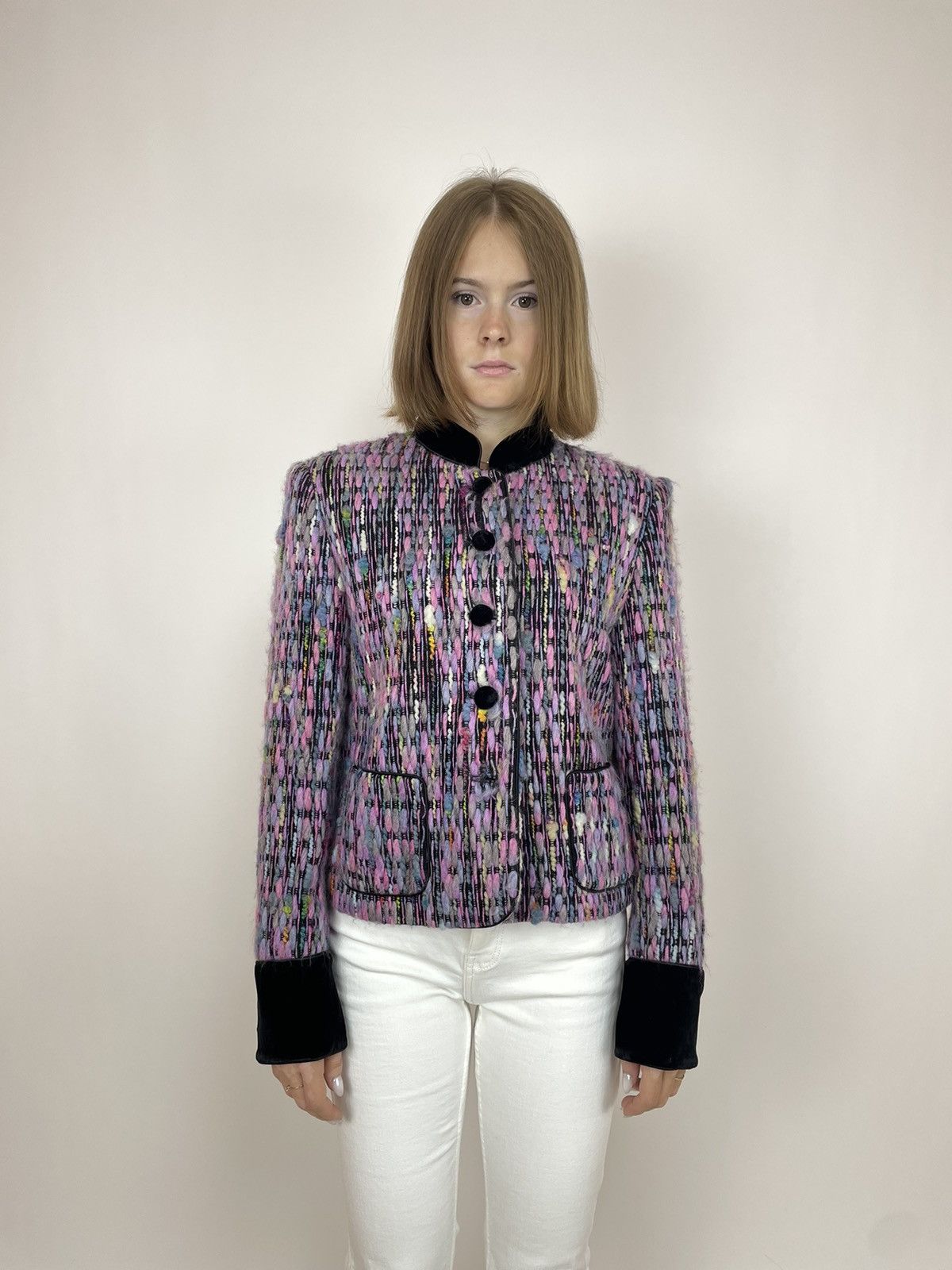 Vintage BARBARA LOHMANN COUTURE Blazer Angora/Cashmere/Silk size 36 Size XS / US 0-2 / IT 36-38 - 2 Thumbnail