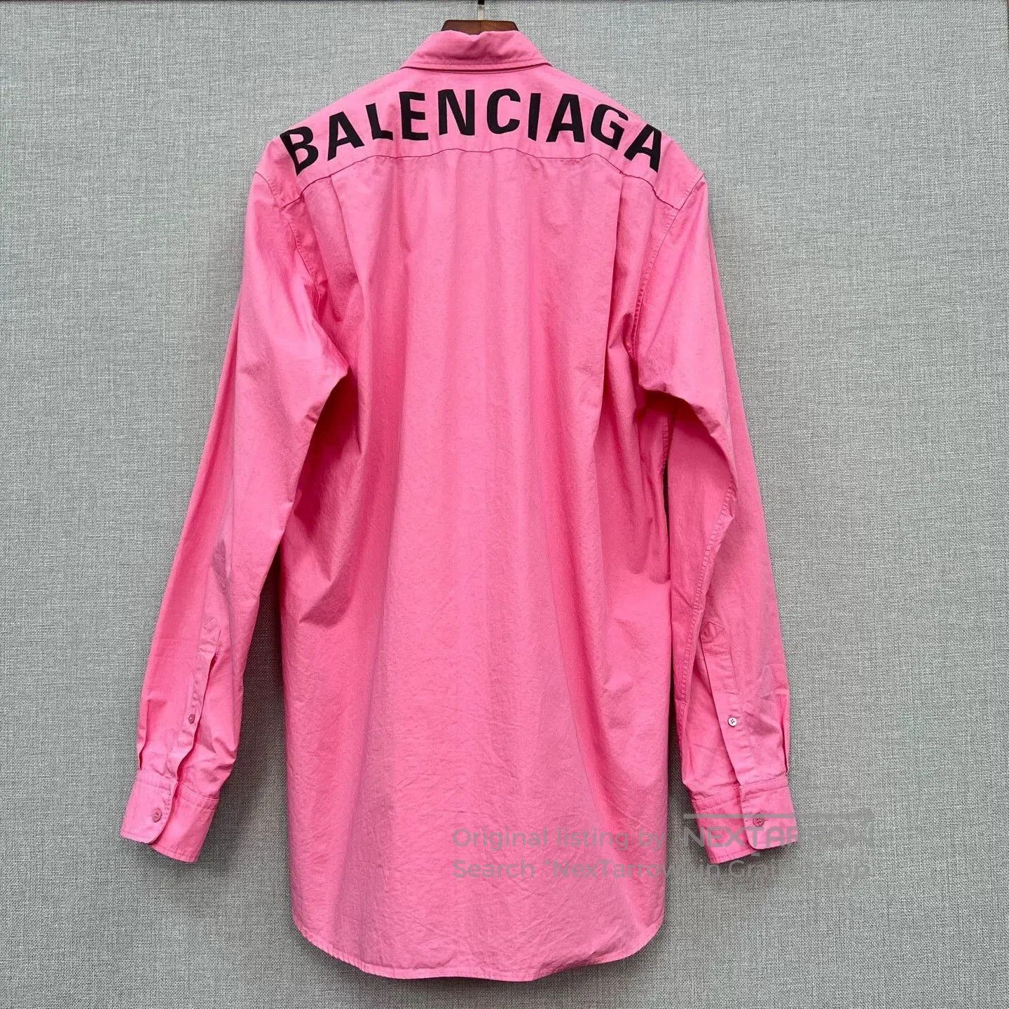 Balenciaga Balenciaga Pink Long Logo Print Shirt. Size XS / US 0-2 / IT 36-38 - 2 Thumbnail