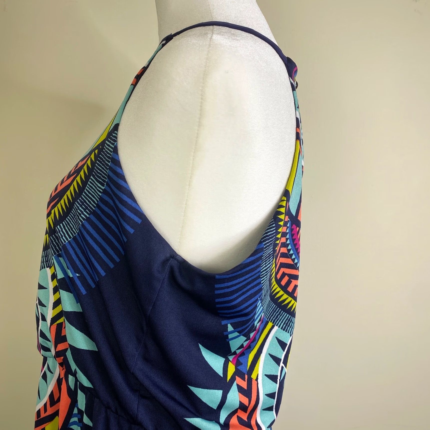 Vintage Bailey Blue Maxi Dress Womens Large Blue Geometric Tribal African Stretch Party/Cocktail Casual Travel Size L / US 10 / IT 46 - 6 Thumbnail