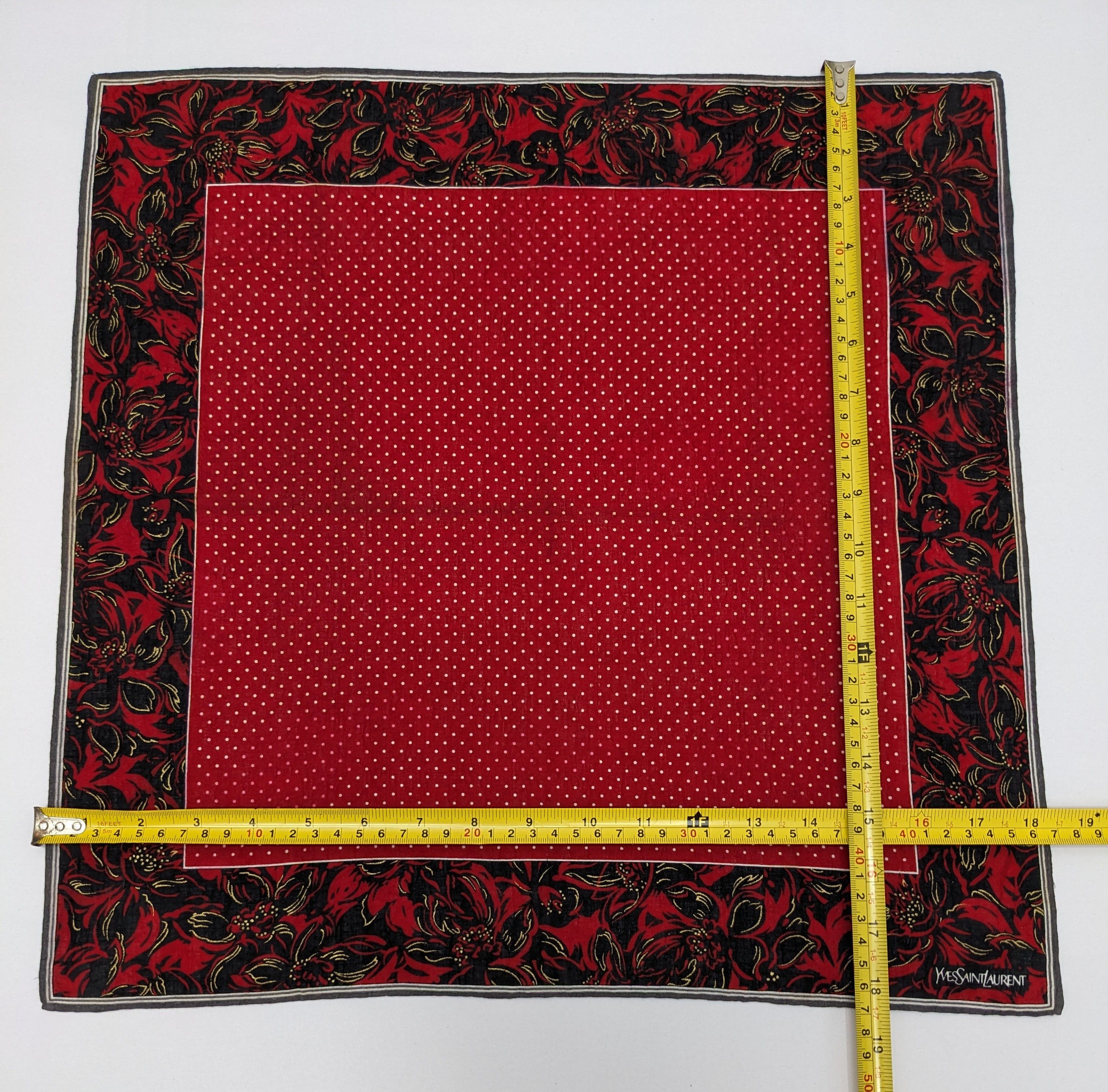Yves Saint Laurent Yves Saint Laurent Silk Handkerchief Red Polka Dot Black Size ONE SIZE - 4 Thumbnail