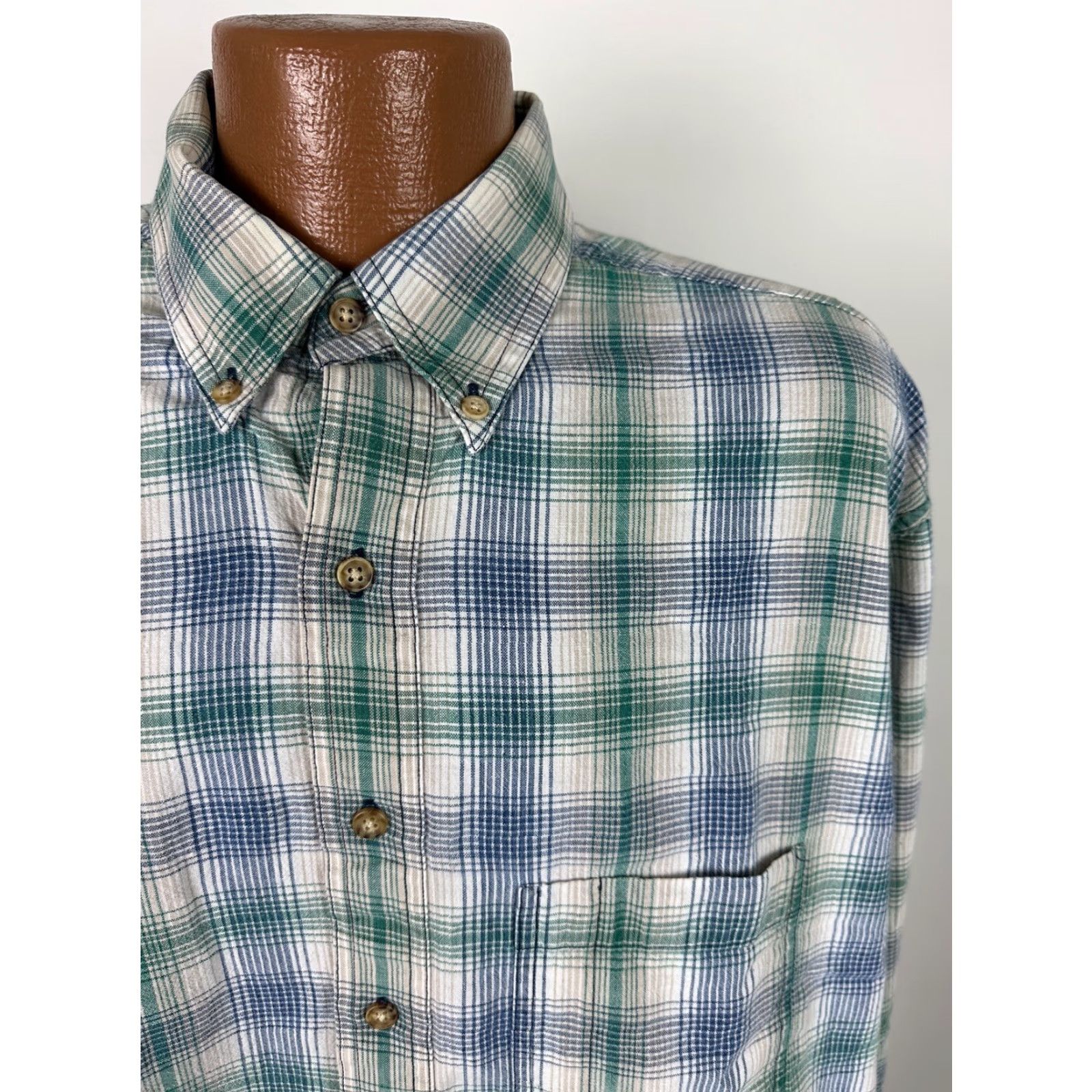 Roundtree & Yorke VINTAGE Roundtree & Yorke Shirt Men XL Long Sleeve Button-Down Outdoor Plaid 90s Casual Hipster Travel Size US XL / EU 56 / 4 - 3 Thumbnail