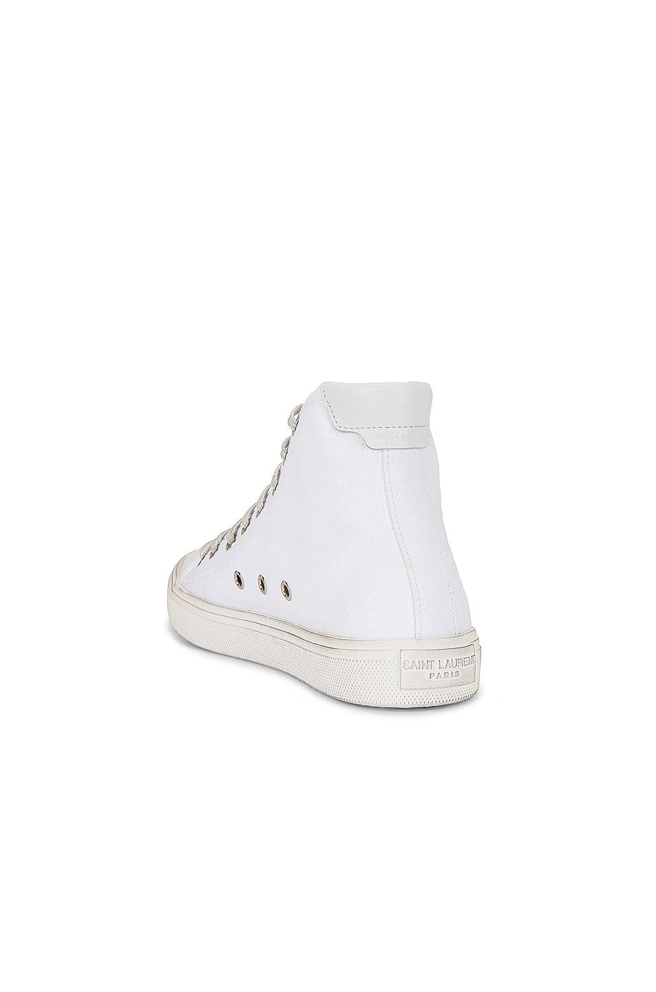 Saint Laurent Paris o1s1wg111024 Malibu Mid-Top Sneakers Canvas Leather White Size US 10.5 / IT 40.5 - 3 Thumbnail