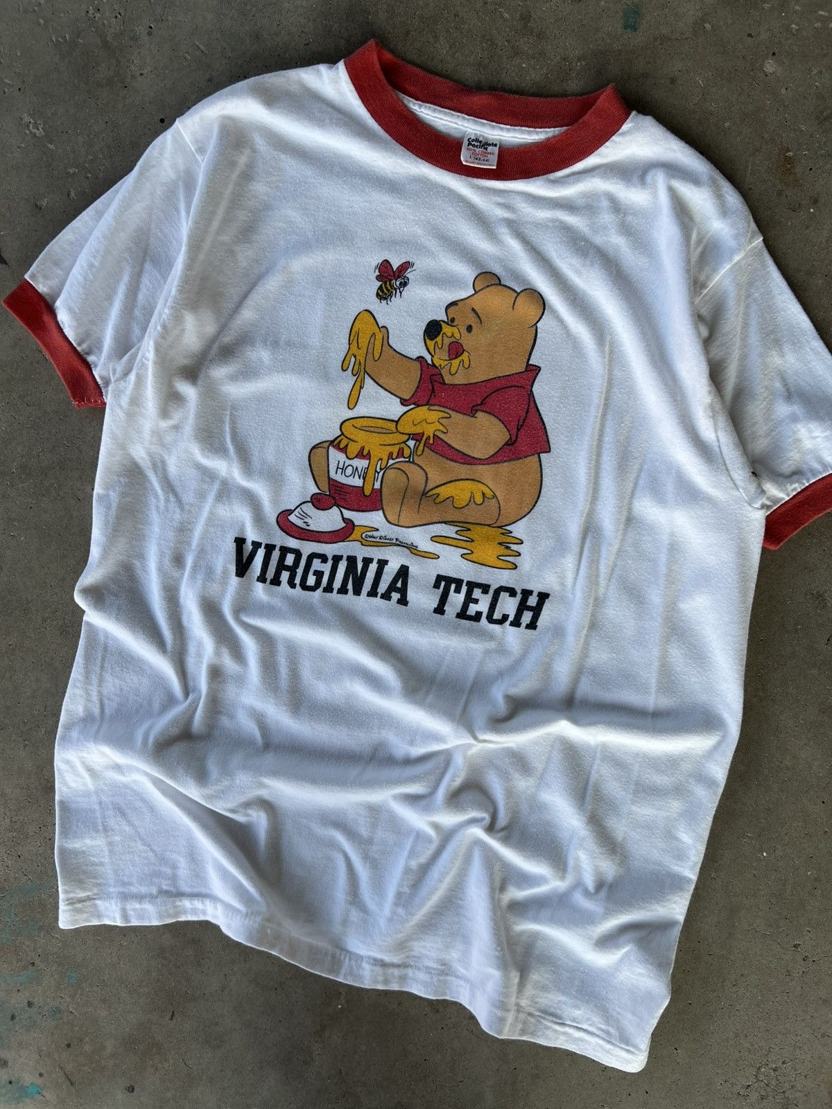 Disney Vintage 80’s Disney Winnie Pooh Virginia Tech Ringer T Shirt Size US L / EU 52-54 / 3 - 2 Thumbnail
