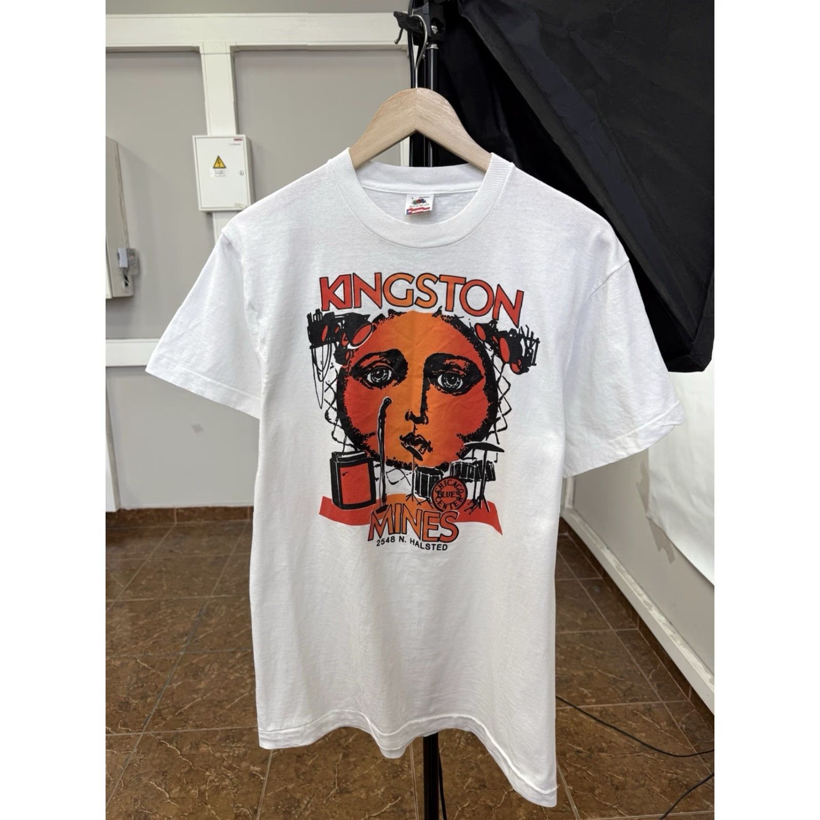 Fruit Of The Loom VINTAGE Kingston Mines Chicago Blues Center T-Shirt Mens L White 80s Fruit of the Loom Shirt Size US L / EU 52-54 / 3 - 2 Thumbnail