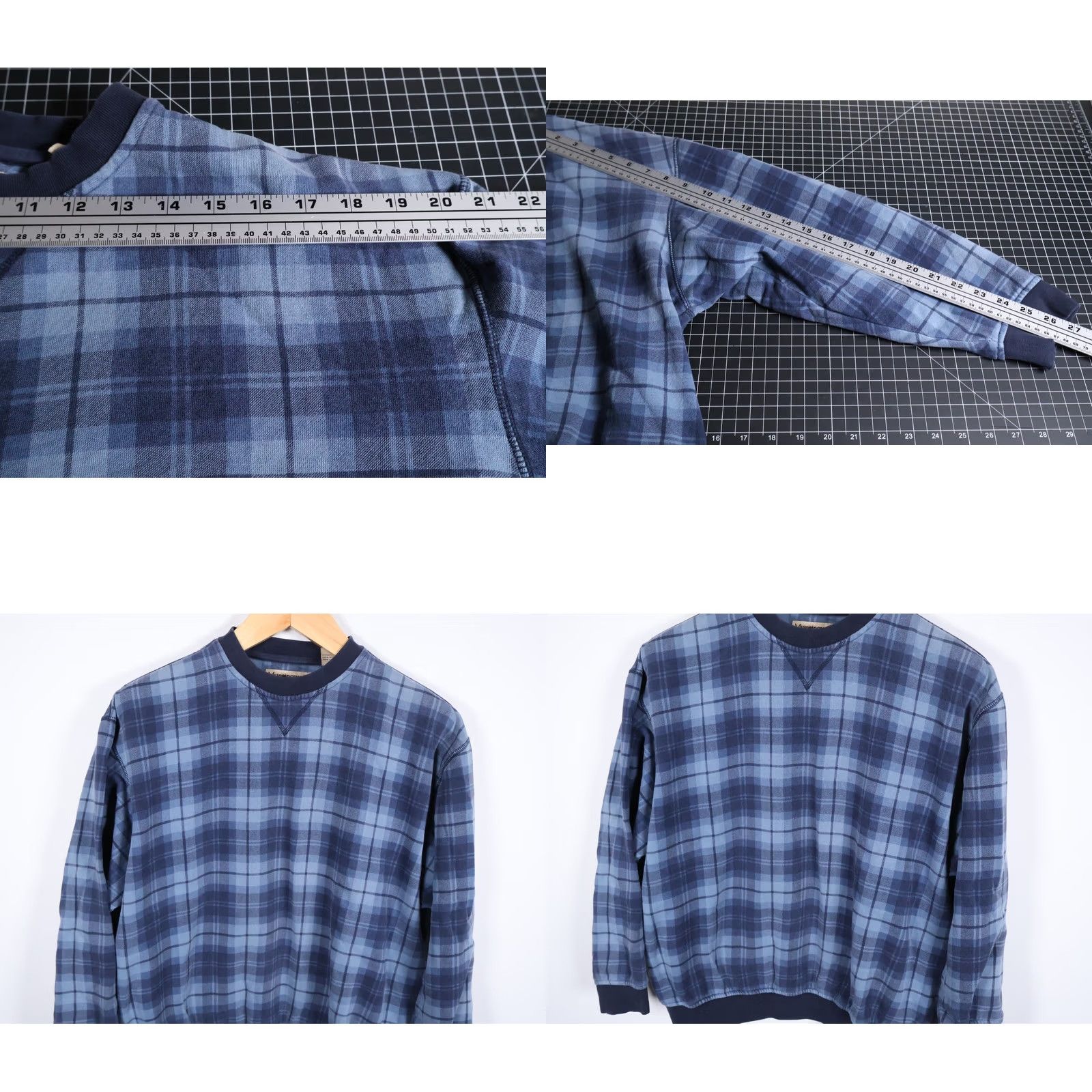 Vintage VINTAGE MunsingWear Sweatshirt Boxy Men Large Blue Tartan Plaid Crewneck Стар Size US L / EU 52-54 / 3 - 8 Thumbnail
