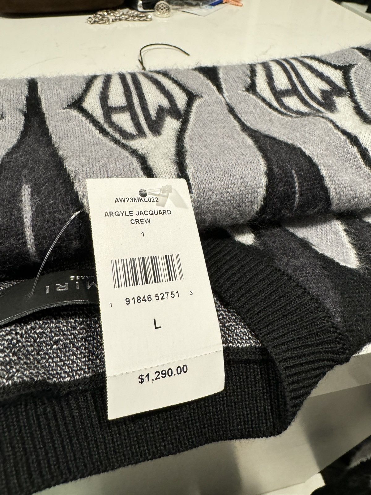 Amiri Amiri Argyle Wool Crewneck Sweater Size US L / EU 52-54 / 3 - 6 Thumbnail
