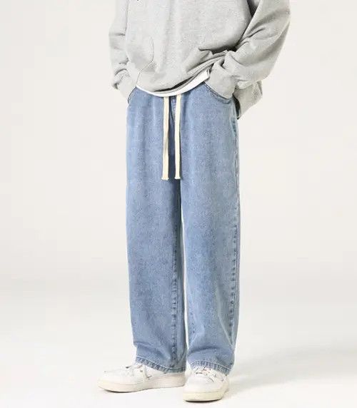 Japanese Brand Washed wide-leg casual drawstring baggy jeans Size US 32 / EU 48 - 2 Thumbnail