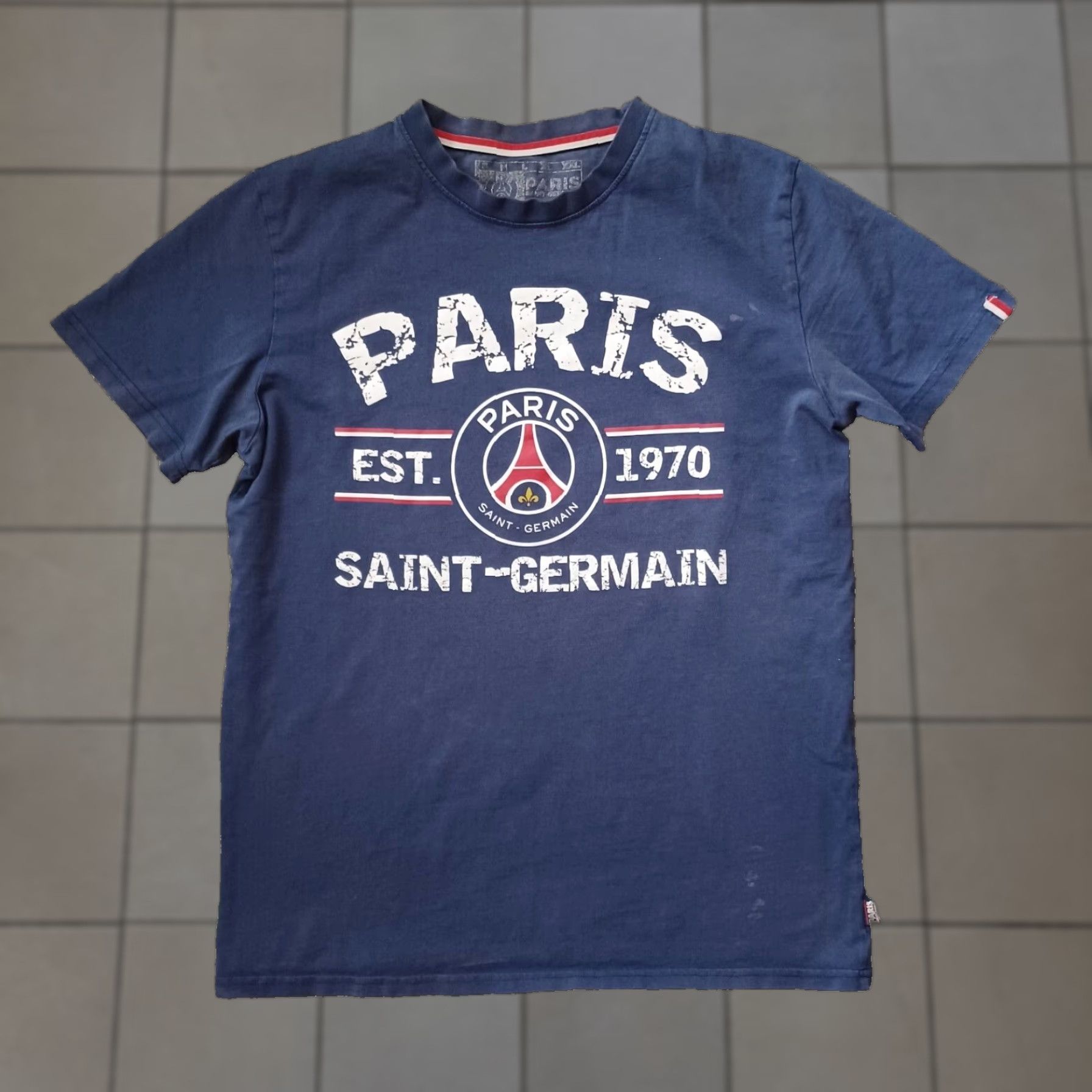Vintage Paris Saint Germain T Shirt Mens Medium Blue Logo Spellout Short Sleeve Size US M / EU 48-50 / 2 - 1 Thumbnail
