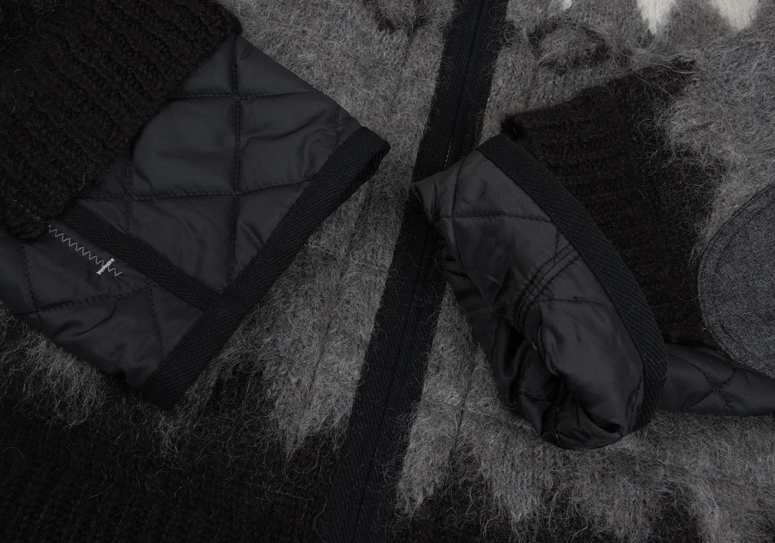 Junya Watanabe Quilted Knit Zip Blouson in Black Beige, Size M Size US M / EU 48-50 / 2 - 7 Thumbnail