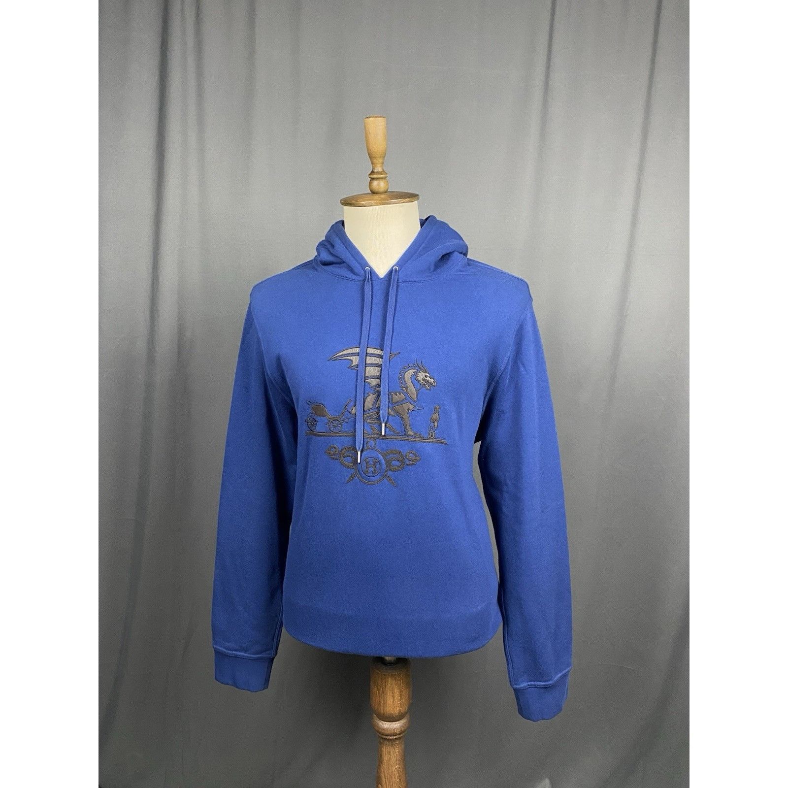 Hermes Hermès Big Logo Men's Blue Hoodie Sweater Size 2XL Size US XXL / EU 58 / 5 - 4 Thumbnail