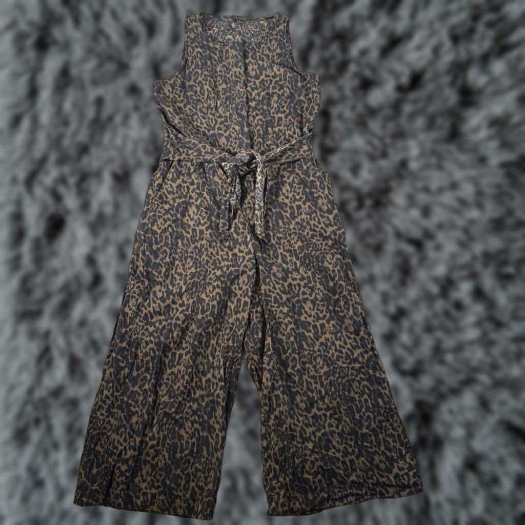 Banana Republic Banana Republic Jumpsuit One-Piece Cropped Culotte Leopard Print Sleeveless 4 Wide-Leg Women, Multicolor, Mob Wife Night Out Chic Size 27" / US 4 / IT 40 - 1 Thumbnail