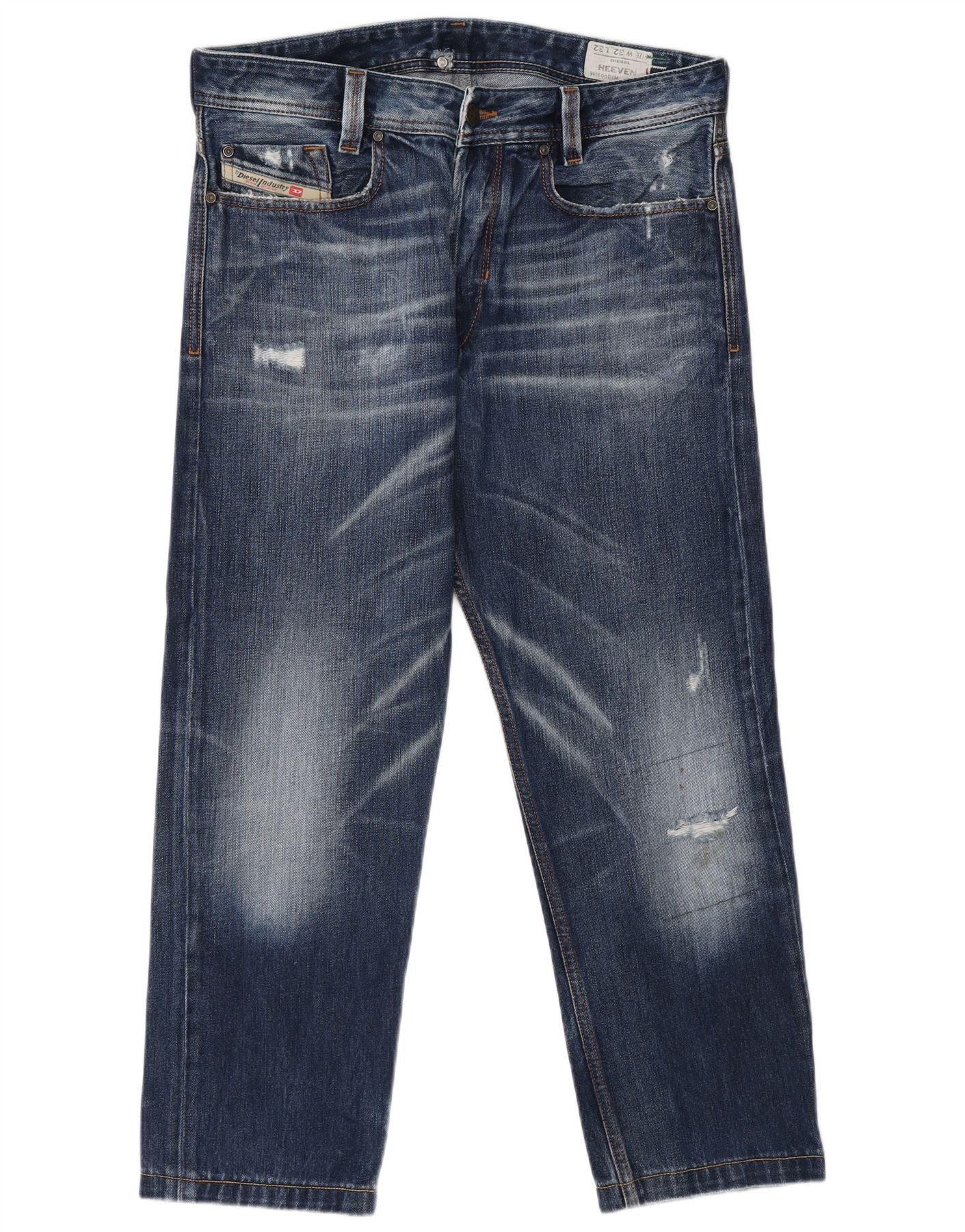 Diesel Mens Heeven Distressed Straight Jeans W32 L27 Blue Cotton Size US 32 / EU 48 - 1 Thumbnail