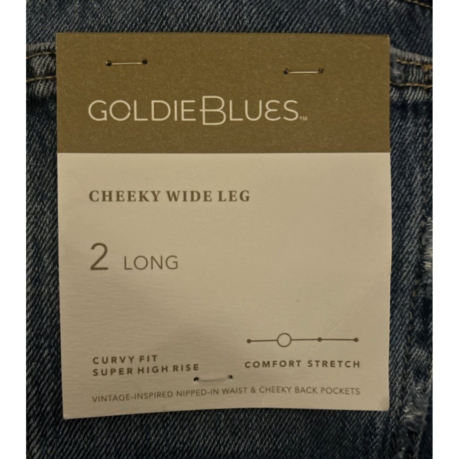 Vintage NWT Goldie Blues Jeans Tall 2 Wide-Leg High Rise Cheeky Back Pockets Distressed 90s Vintage-Inspired Blue Denim Women Mens Girls? Size 26" / US 2 / IT 38 - 5 Thumbnail