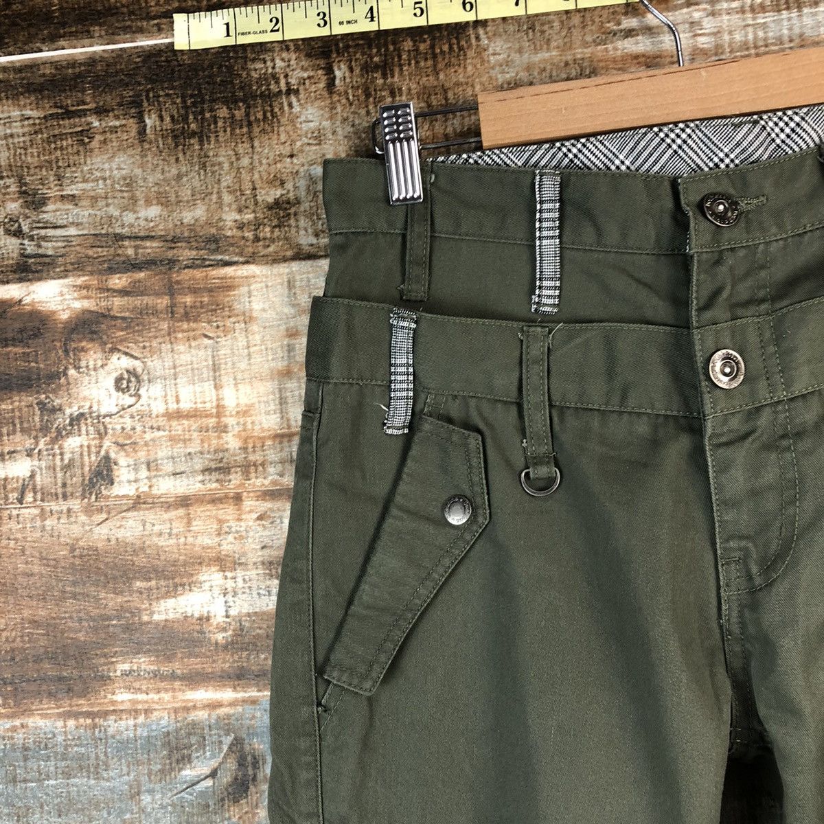 Japanese Brand DL Double Focus Green utility Cargo Multipocket Pants #A2544 Size US 29 - 7 Thumbnail