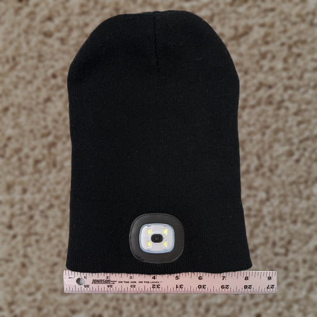 Vintage Night Scout Night Scope Beanie Hat One Size Black Knit Lined LED USB Rechargeable Camping Hunting Logo Beanie Mens Size ONE SIZE - 1 Thumbnail