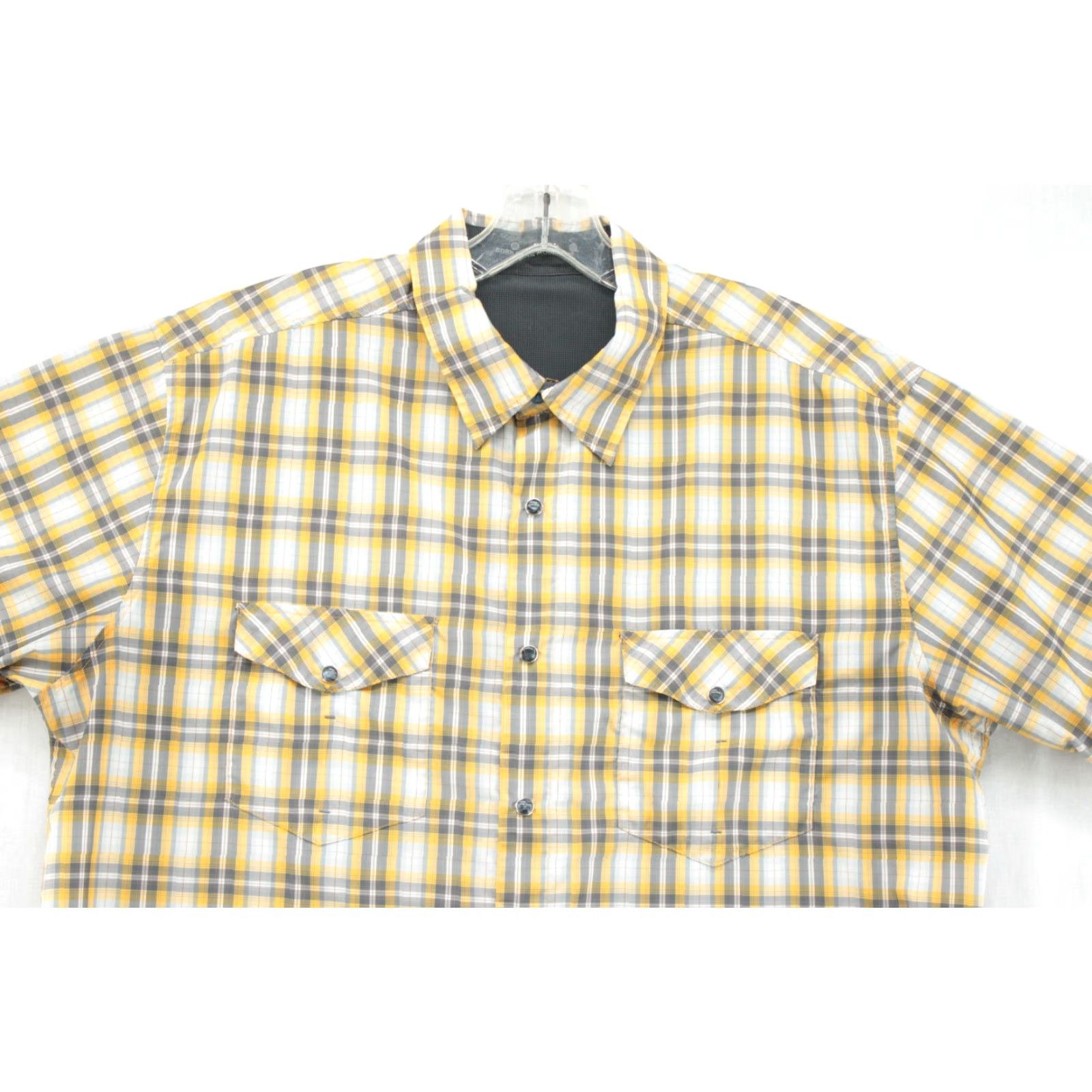 Vintage KUHL Shirt Men’s XL Gray Yellow Plaid Short Sleeve Pearl Snap Hiking Fishing Size US XL / EU 56 / 4 - 2 Thumbnail