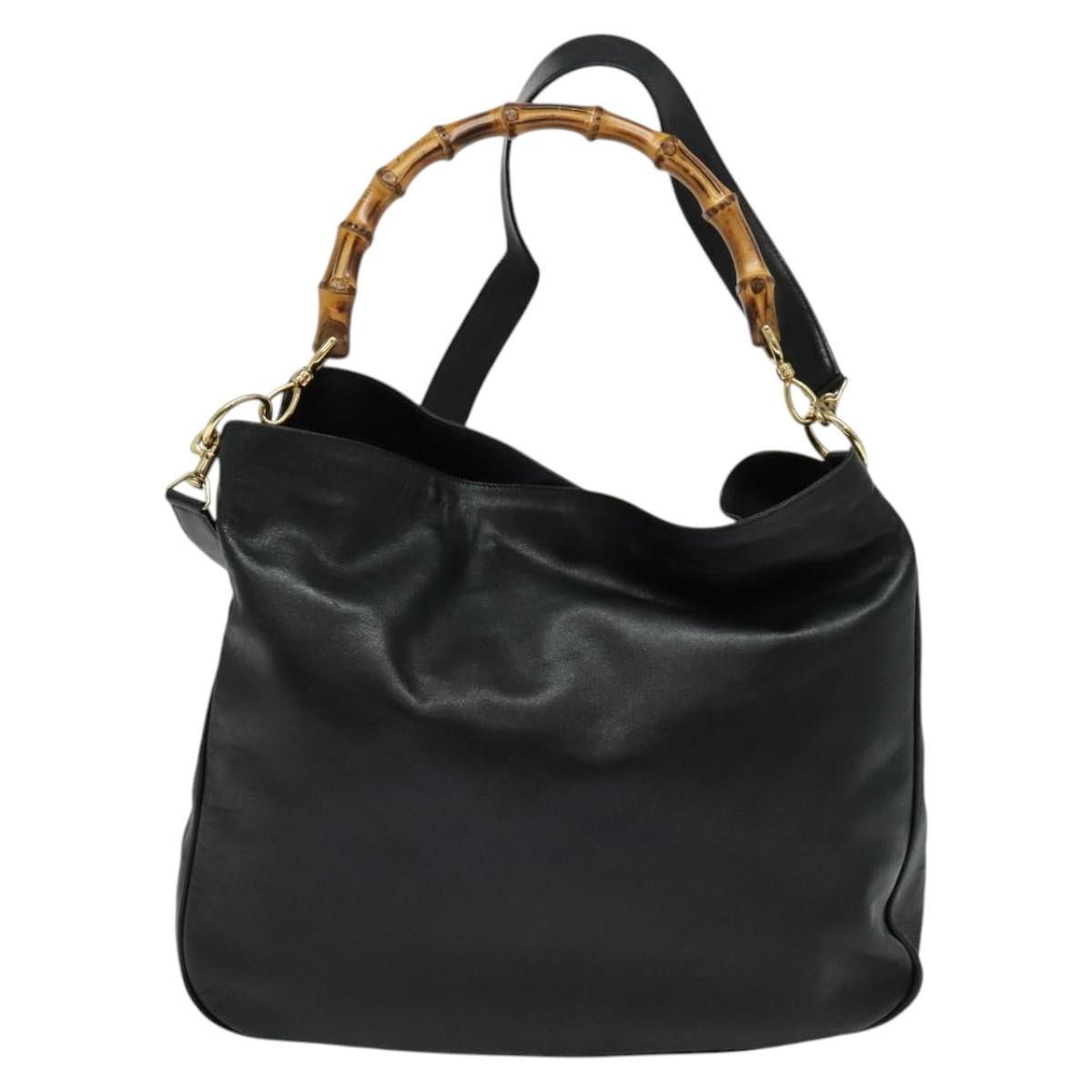 Gucci GUCCI Bamboo Hand Bag Leather Black Gold 001 2123 001 2123 Size ONE SIZE - 2 Thumbnail