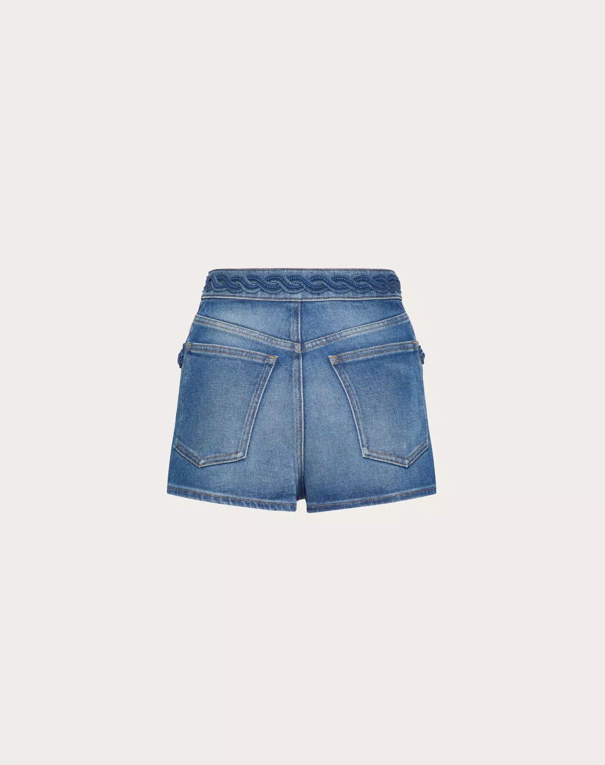 Valentino o1s1wg110426 Embroidered Denim Shorts in Blue Size 27" / US 4 / IT 40 - 2 Thumbnail