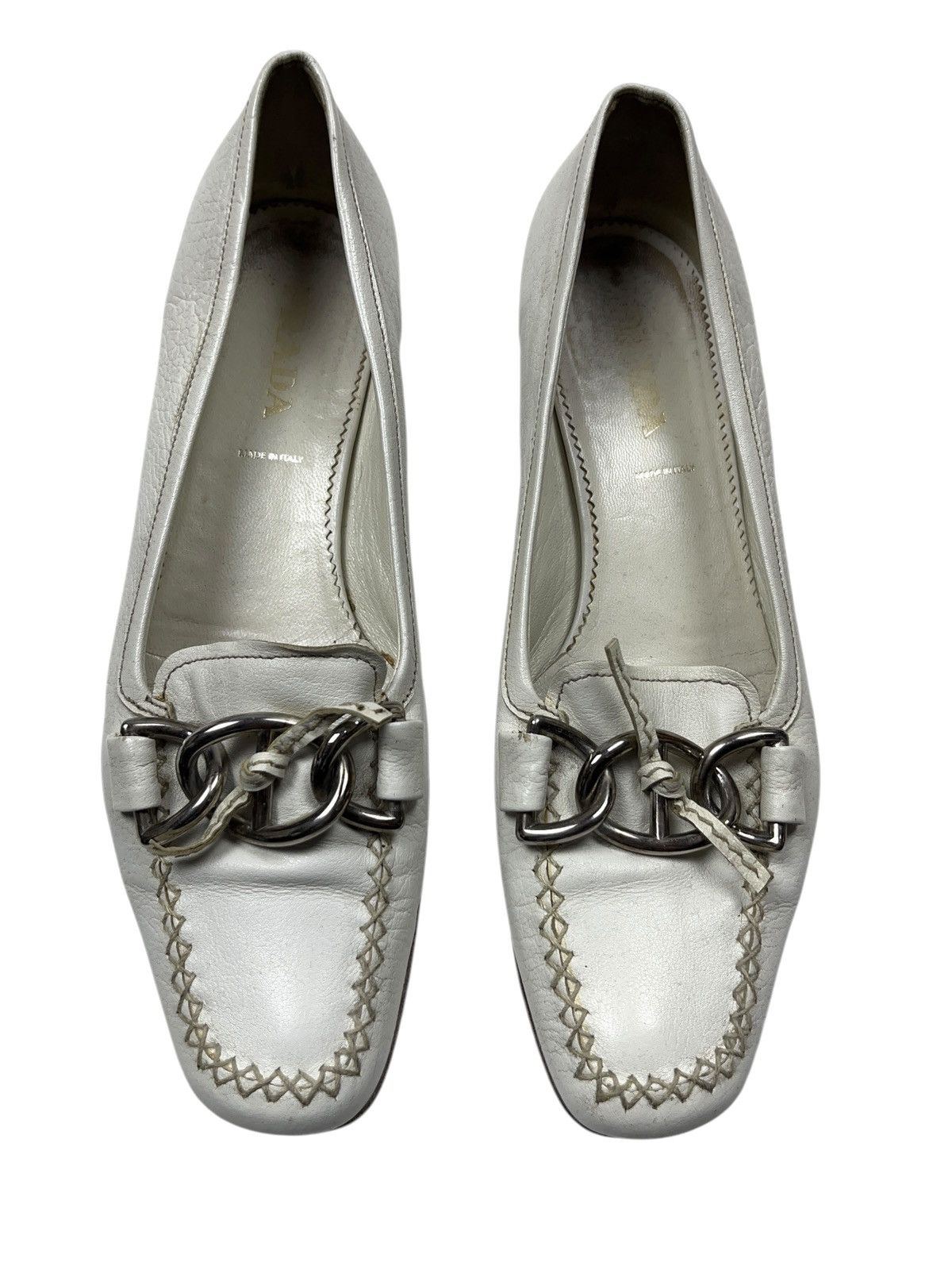 Prada × Vintage Vintage Prada Leather Loafers with Metal Chain Size US 7 / IT 37 - 2 Thumbnail