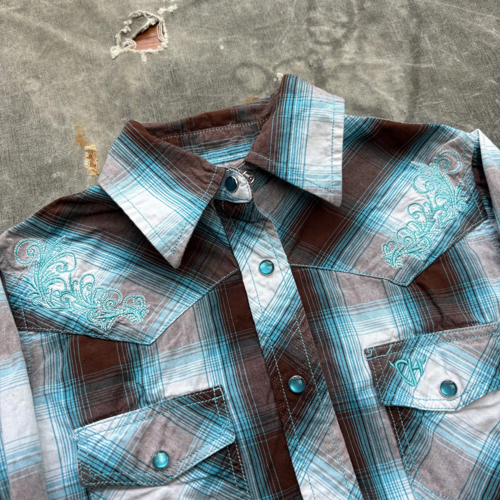 Vintage Vintage Y2K Cowgirl Hardware Pearl Snap Plaid Western Shirt Size S / US 4 / IT 40 - 3 Thumbnail