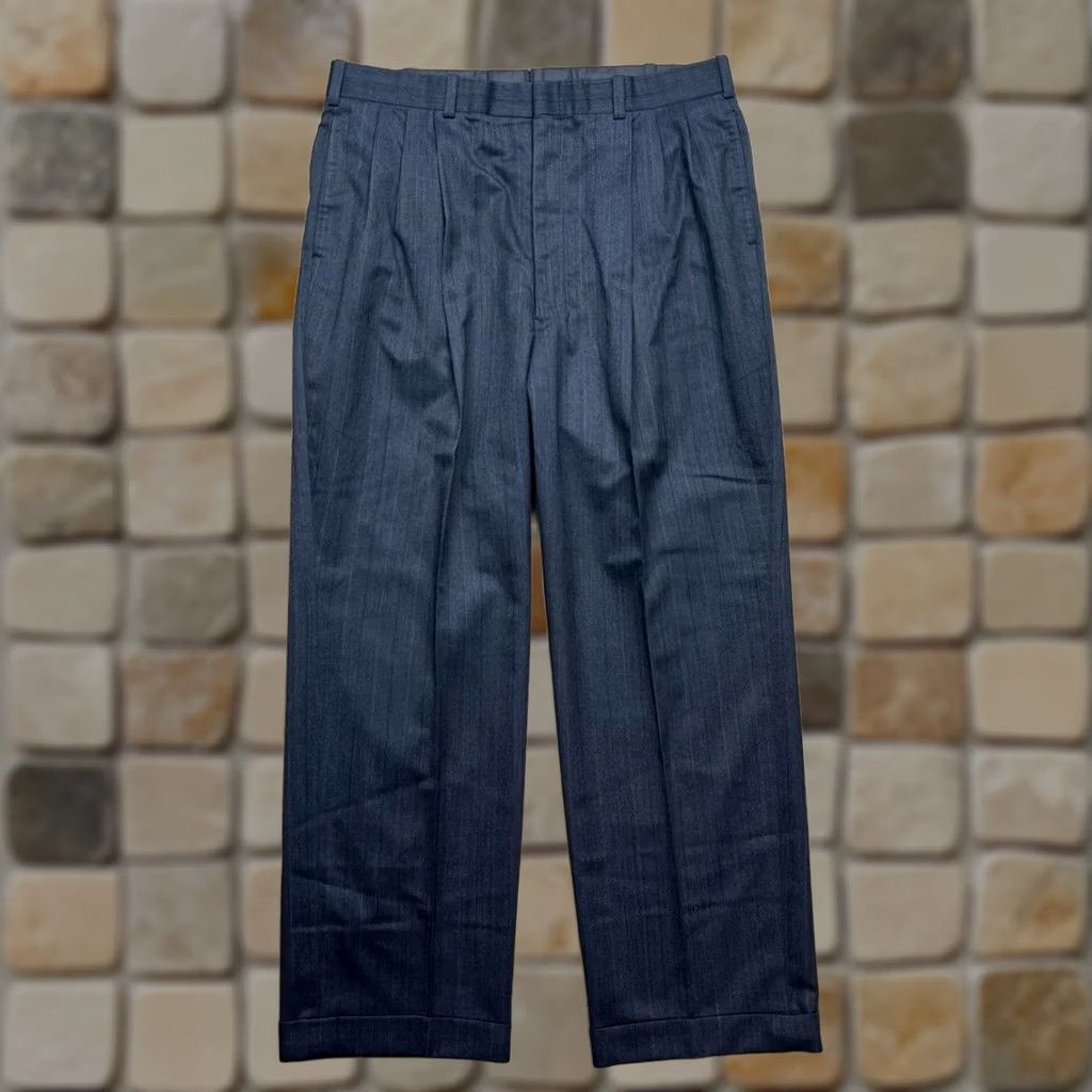 Vintage Vintage 80s Pleated Trousers Pinstripe Mens 34x29 Talon Zip Size US 34 / EU 50 - 1 Thumbnail
