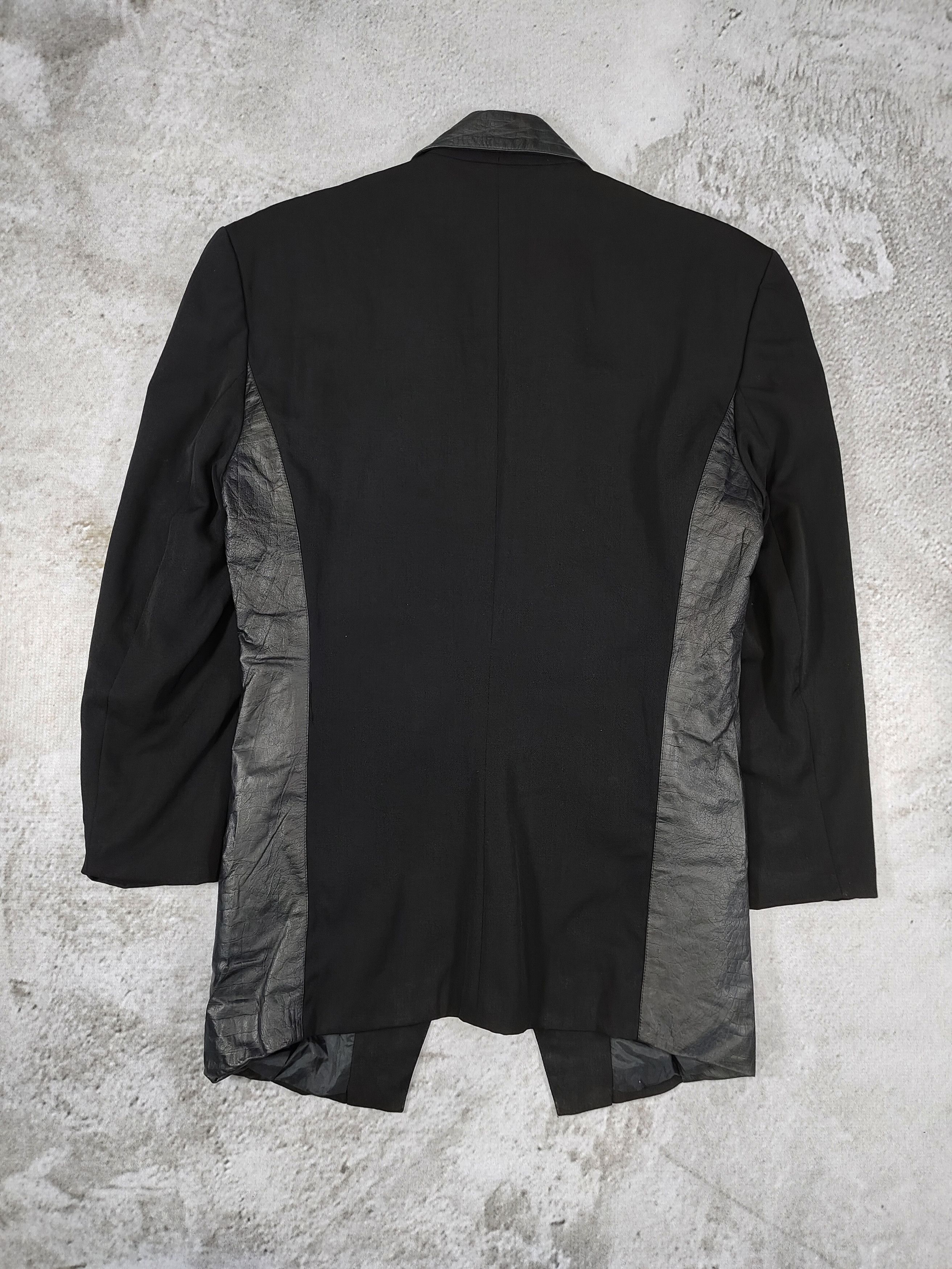 Kansai Yamamoto 80s Kansai- Archived Gothic Minimalist Leather Panel Blazer Size US M / EU 48-50 / 2 - 5 Thumbnail