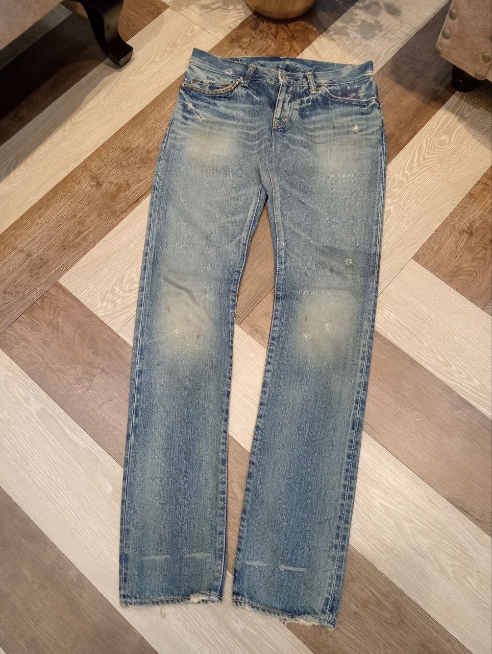 Hysteric Glamour HYSTERIC GLAMOUR KINKY BLUE DISTRESSED SELVEDGE DENIM JEANS Size US 30 / EU 46 - 2 Thumbnail