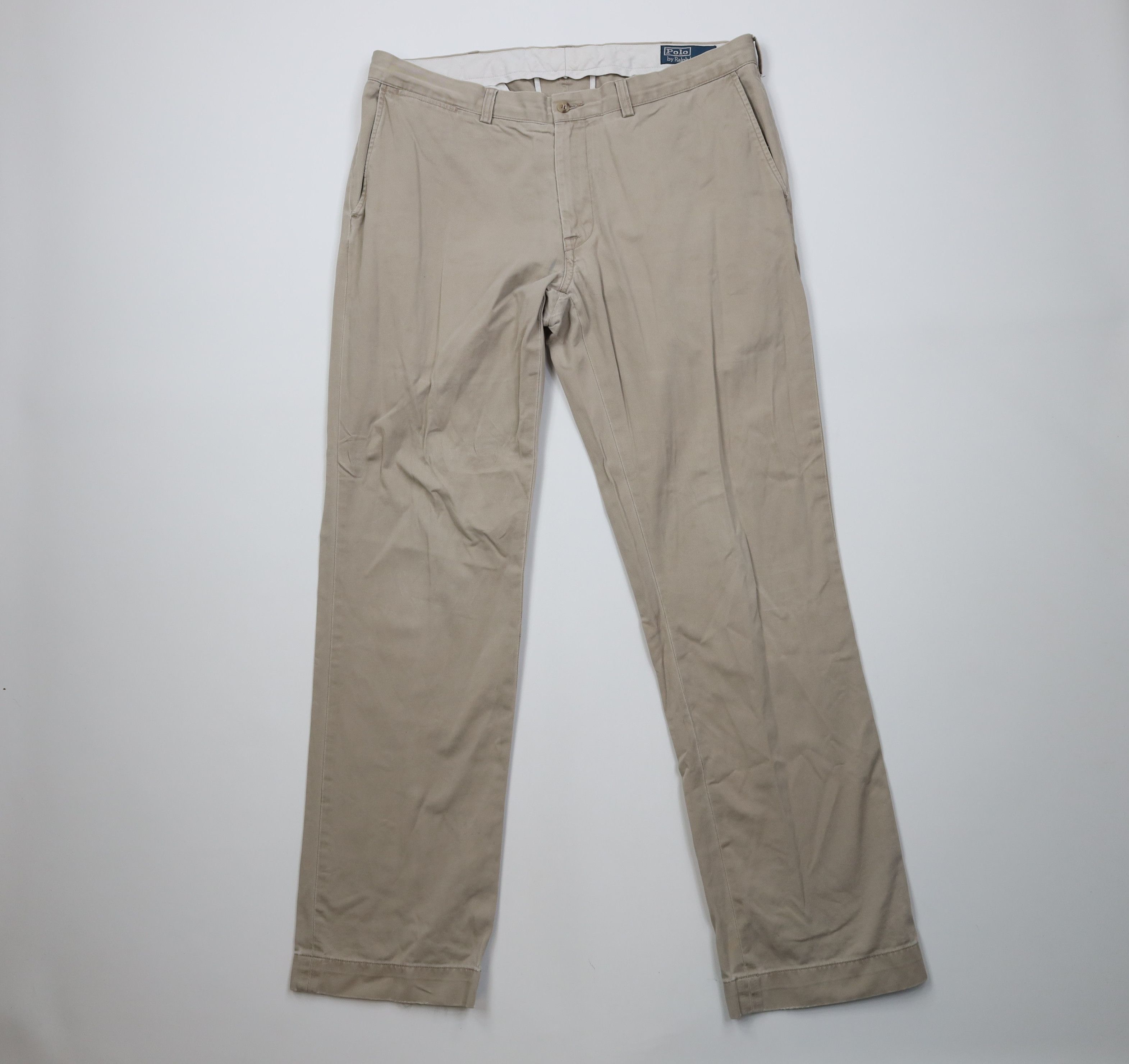 Vintage 90s Ralph Lauren Wide Leg Chino Pants Beige Cotton