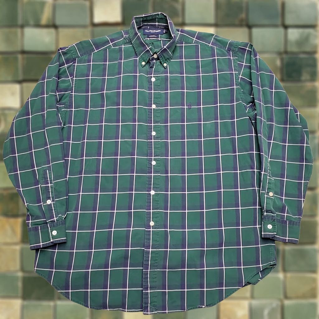 Ralph Lauren Ralph Lauren Tilden Golf Shirt Mens Large Blue Green Window Pane Check Twill Size US L / EU 52-54 / 3 - 1 Thumbnail