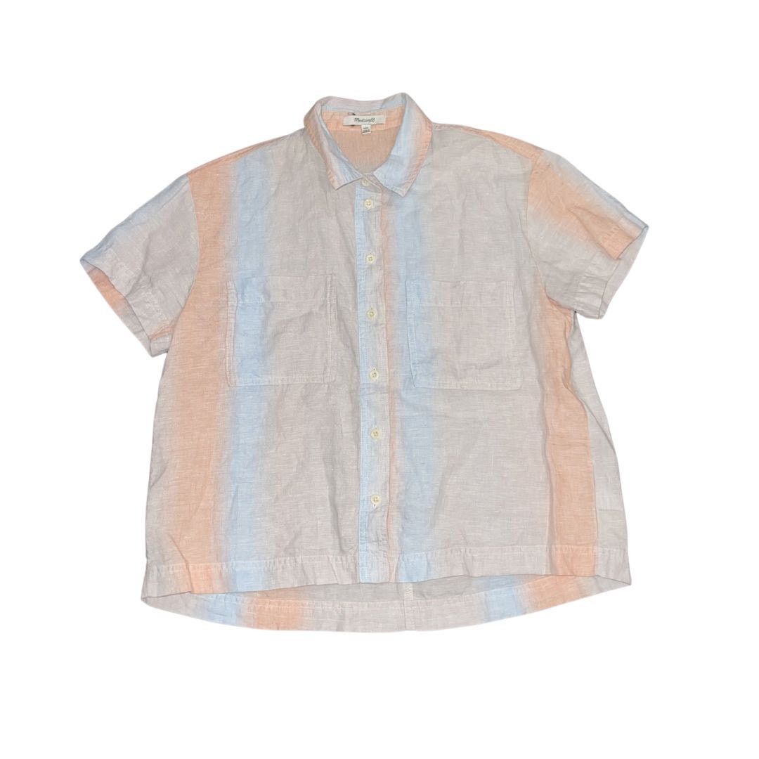 Madewell Linen Beachside Short Sleeve Boxy Blouse Ombre Stripe XXS Size XXS / US 00 / IT 34 - 1 Thumbnail