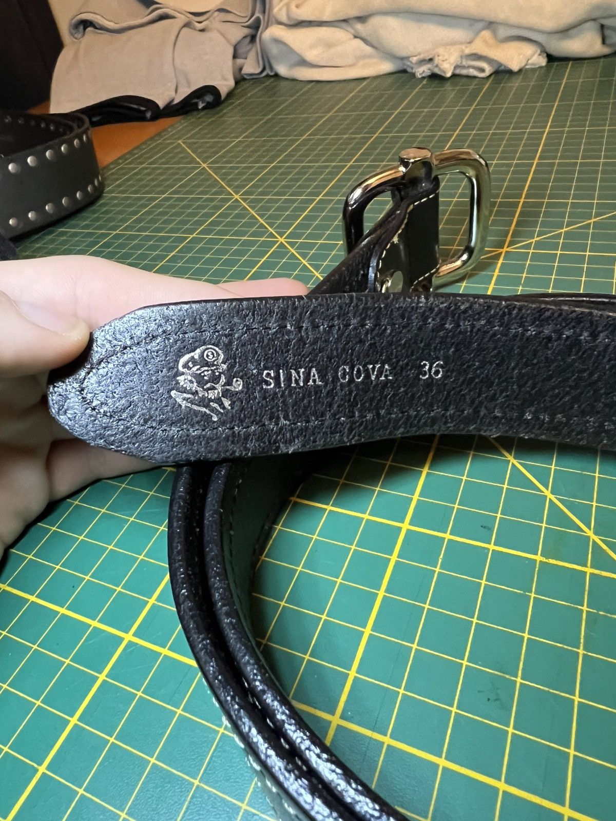 Vintage Vintage Sina Cova thick fully adjustable leather strap belt Size ONE SIZE - 4 Thumbnail