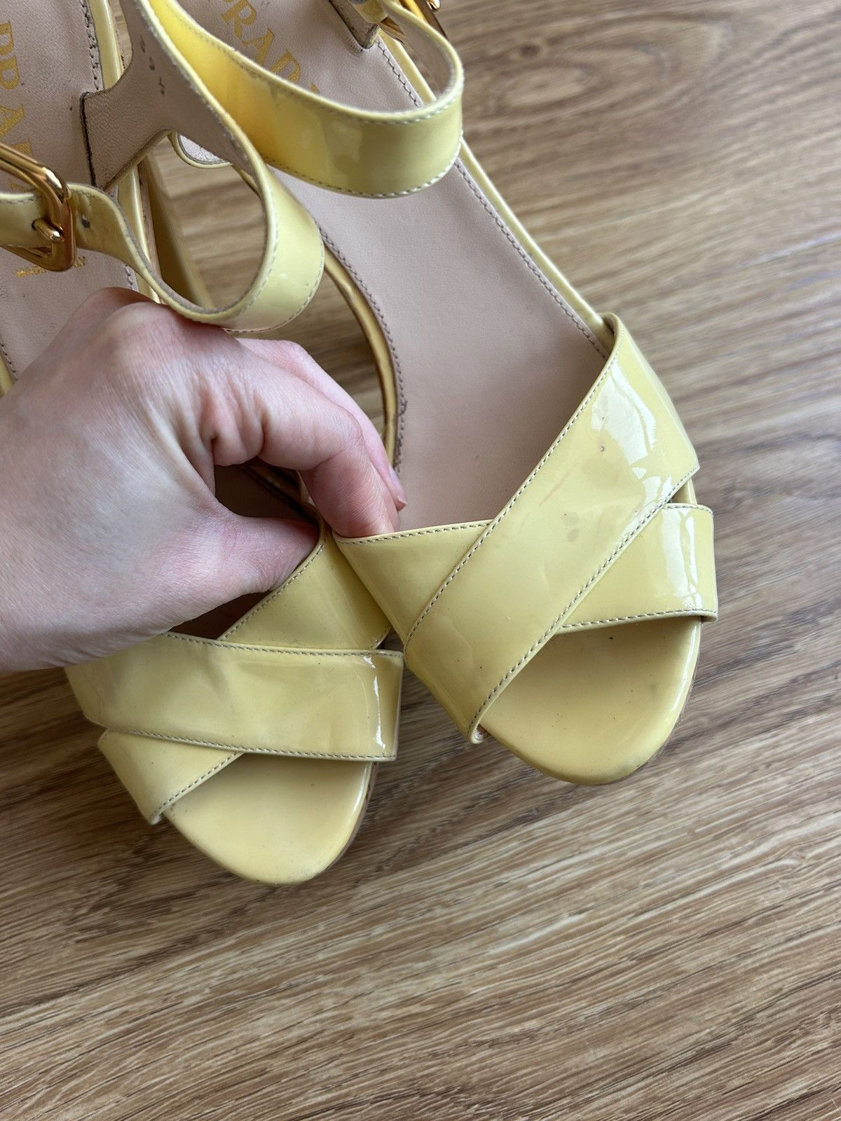 Prada Prada leather ankle strap cork high heels sandal size 39,5 Size US 9.5 / IT 39.5 - 4 Thumbnail
