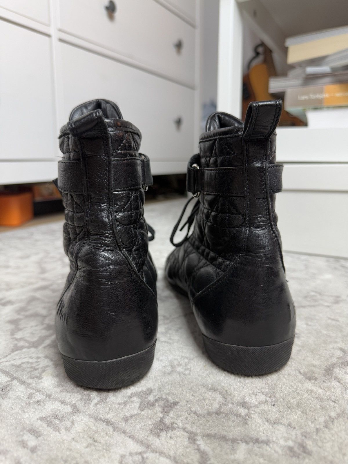 Dior × John Galliano Vintage y2k Dior leather high top boxing moto biker shoes Size US 6 / IT 36 - 8 Thumbnail