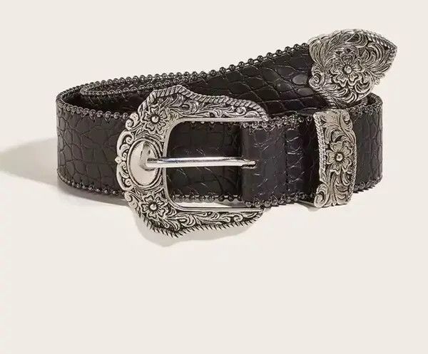 Cowboy Equipment american western silver snakeskin pu leather belt Size ONE SIZE - 1 Thumbnail