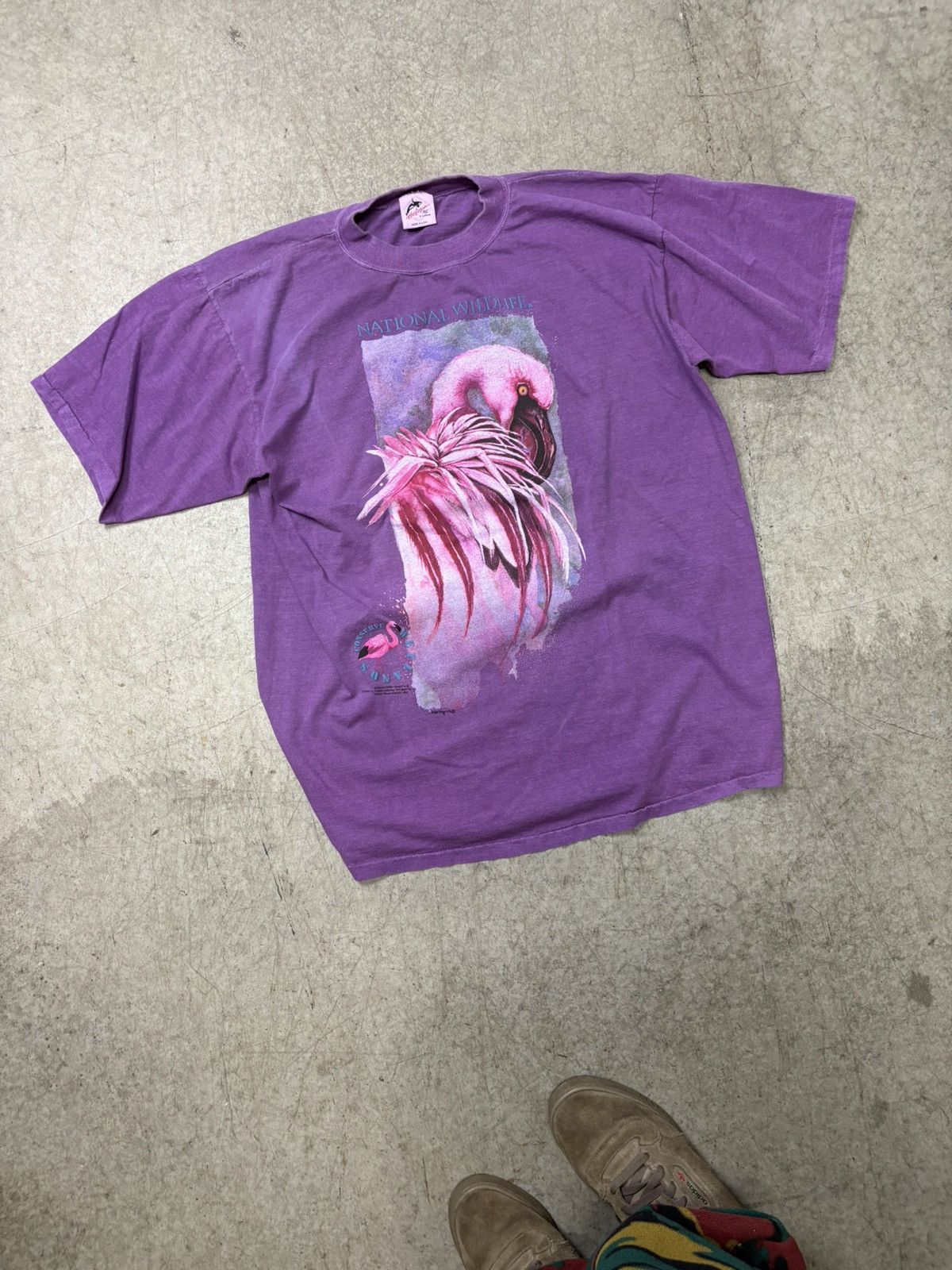 Arts & Science Vintage 1990 purple flamingo nature T-Shirt Size US XL / EU 56 / 4 - 1 Thumbnail