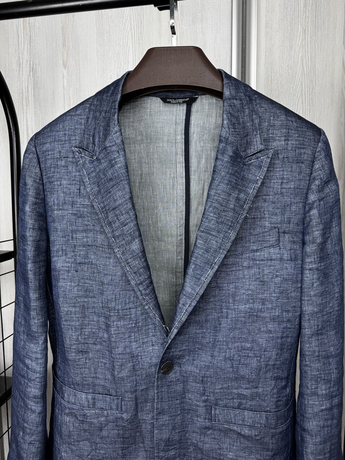 Dolce & Gabbana Dolce & Gabbana blue linen distressed made in Italy blazer Size 36R - 3 Thumbnail