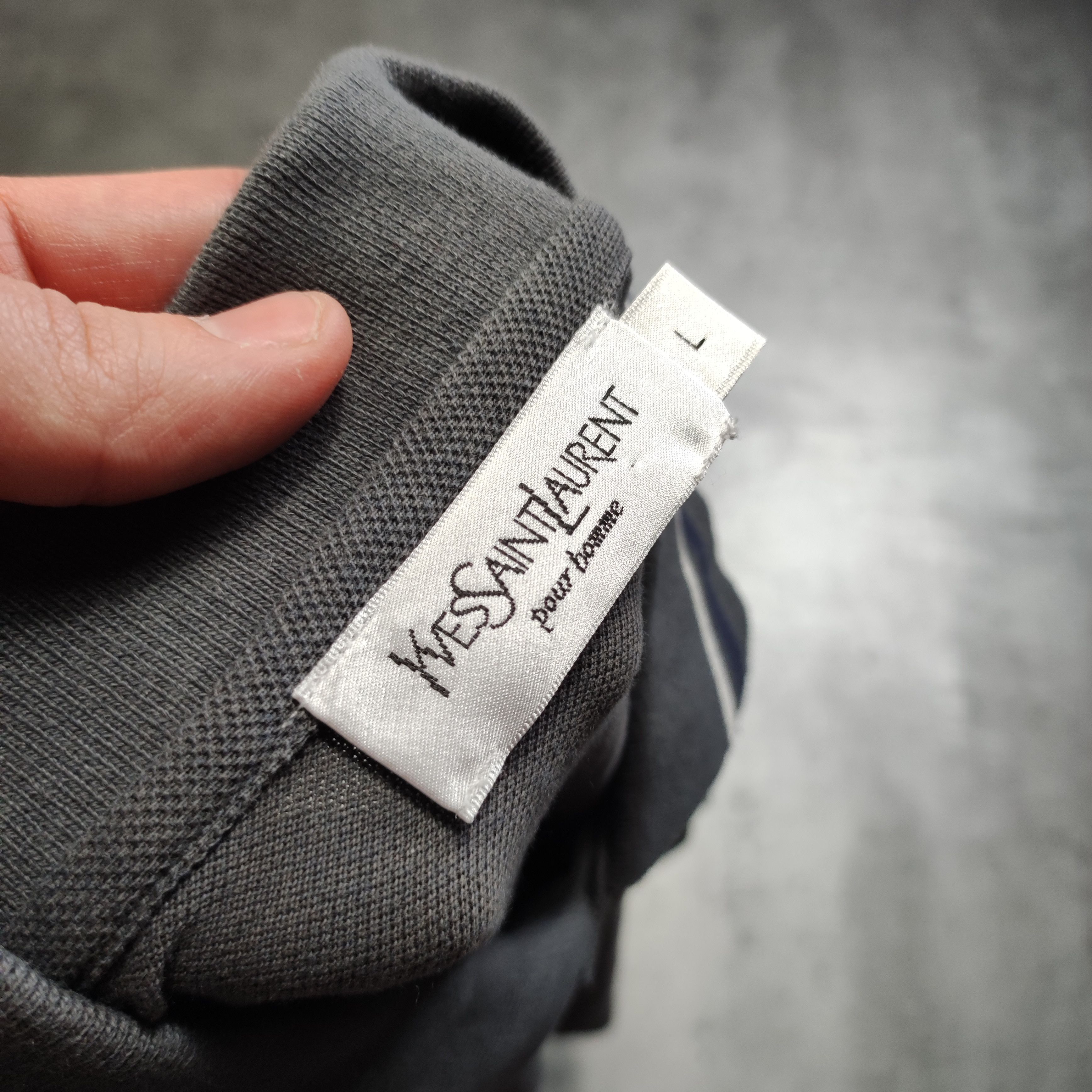 Vintage × Yves Saint Laurent Vintage RARE YSL Yves Saint Laurent Gray Logo Polo Shirt Size US L / EU 52-54 / 3 - 6 Thumbnail