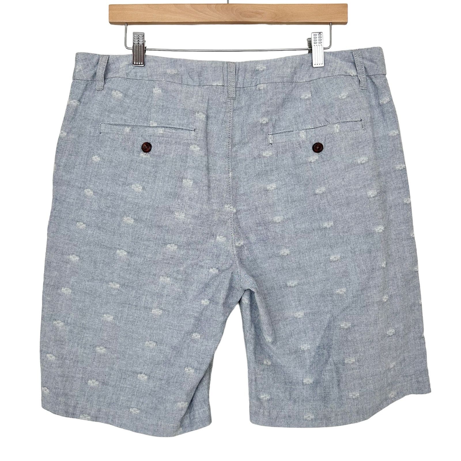 Paige Paige Blue Printed Chambray Flat Front Shorts Sz 36 Size US 36 / EU 52 - 5 Thumbnail