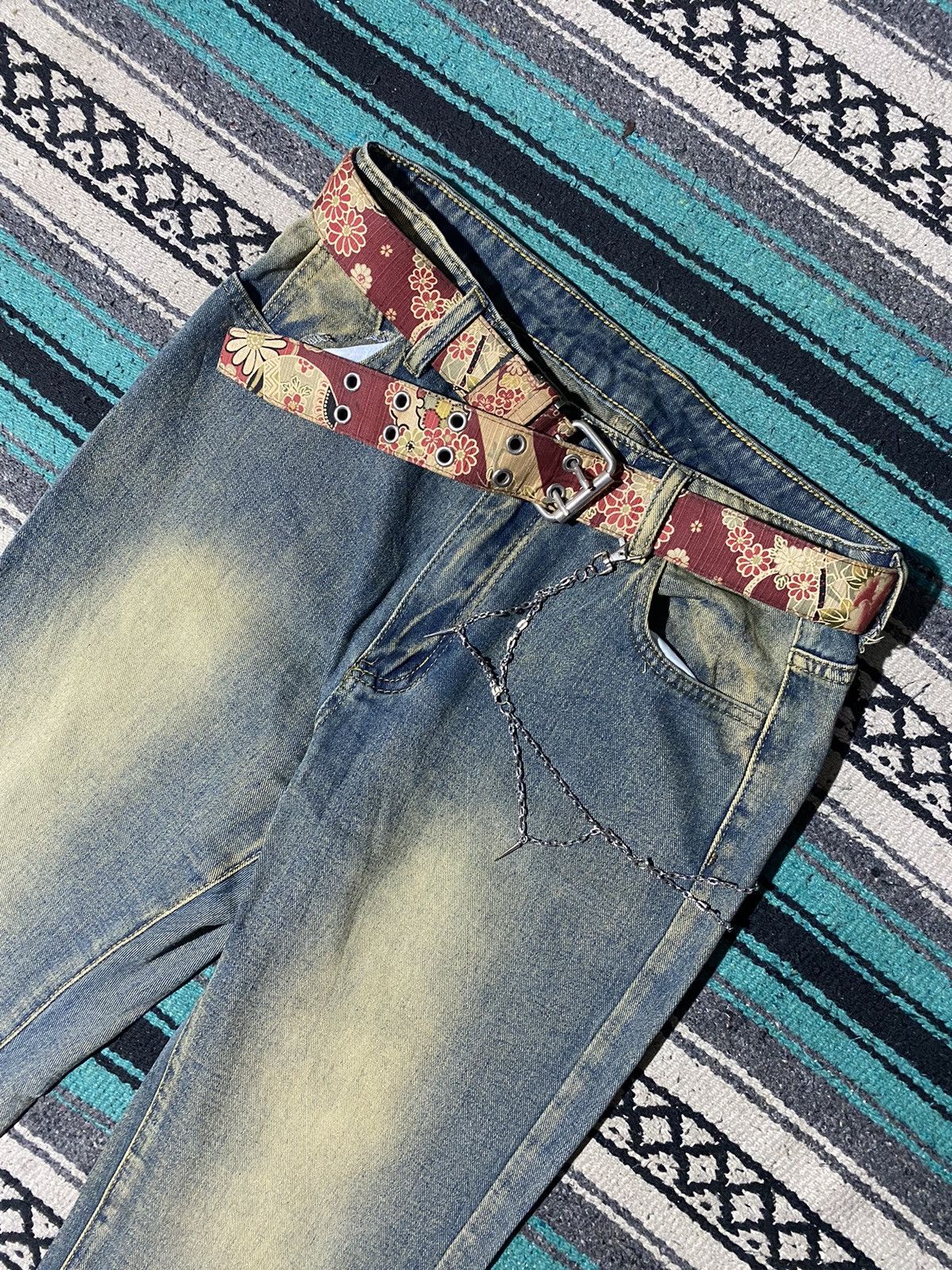 Kapital 2000s Romwe - Skull Mudwash Flared Denim Size US 31 - 3 Thumbnail