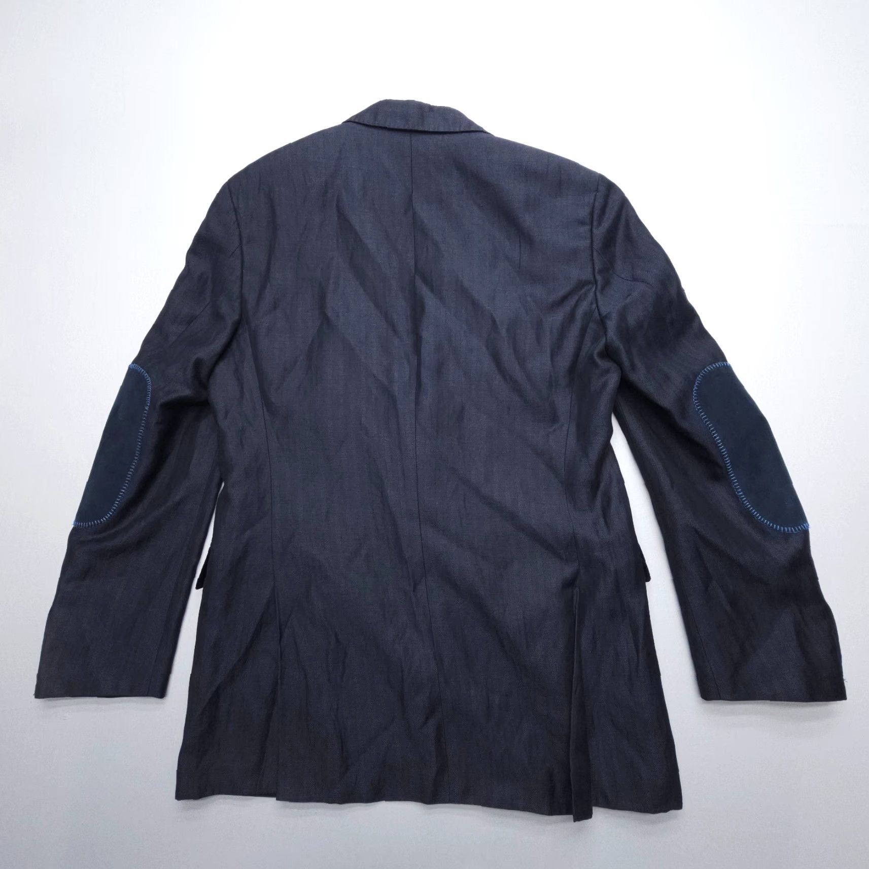Hugo Boss Hugo Boss The Smith Blazer Mens 36 Gray Blue Accents Elbow Patches Linen Wool Size 36R - 2 Thumbnail