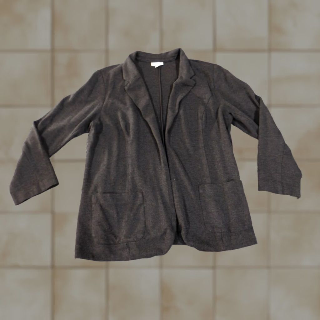 J. Jill J. Jill Blazer Womens Medium Gray Open Front Ponte Knit Jacket Full Zip Lined Collared Classic BLAZER Women M Gray Knit Jacket Size M / US 6-8 / IT 42-44 - 1 Thumbnail