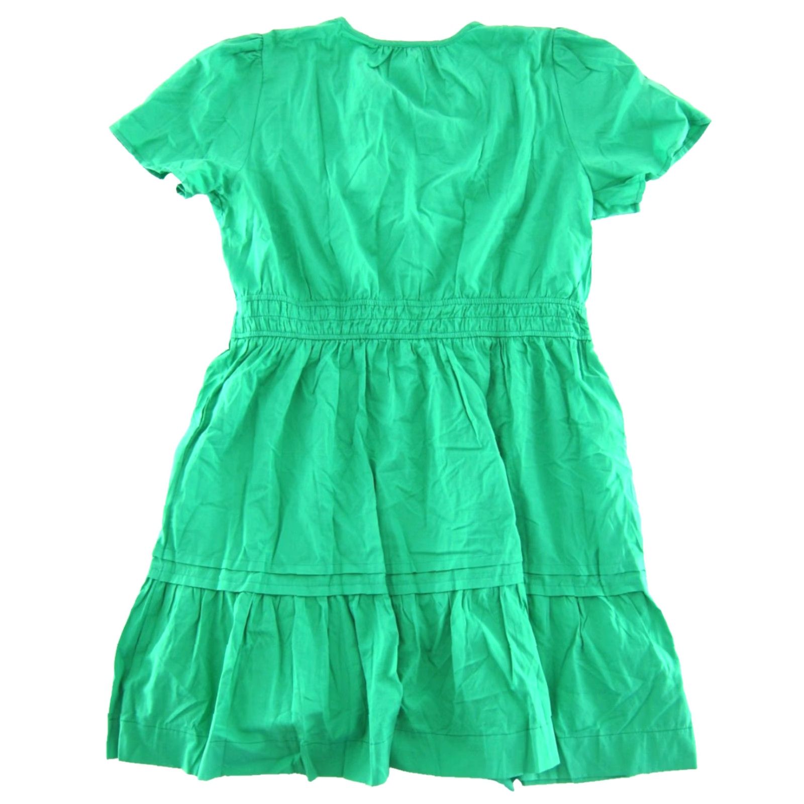 Vintage NWT BTFBM Green Cotton V-Neck Short Sleeve Empire Waist Smock Dress XXL Size 40" / US 18 - 2 Thumbnail