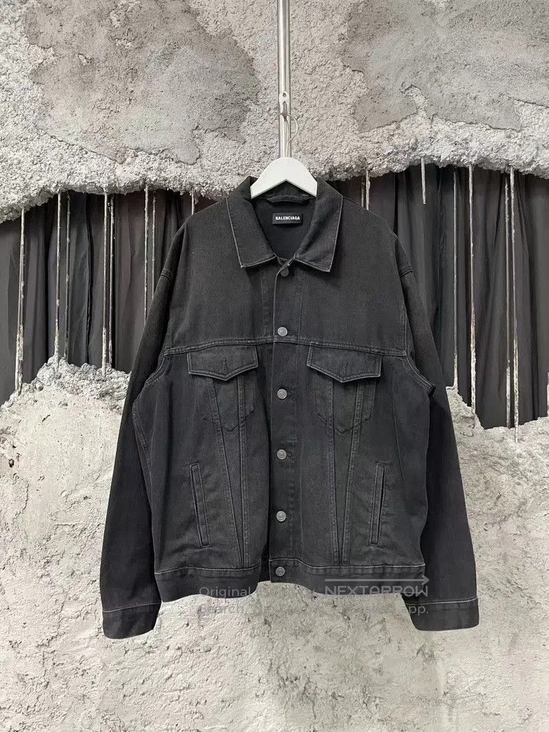 Balenciaga Balenciaga Black Red Logo Denim Jacket. Size US S / EU 44-46 / 1 - 2 Thumbnail