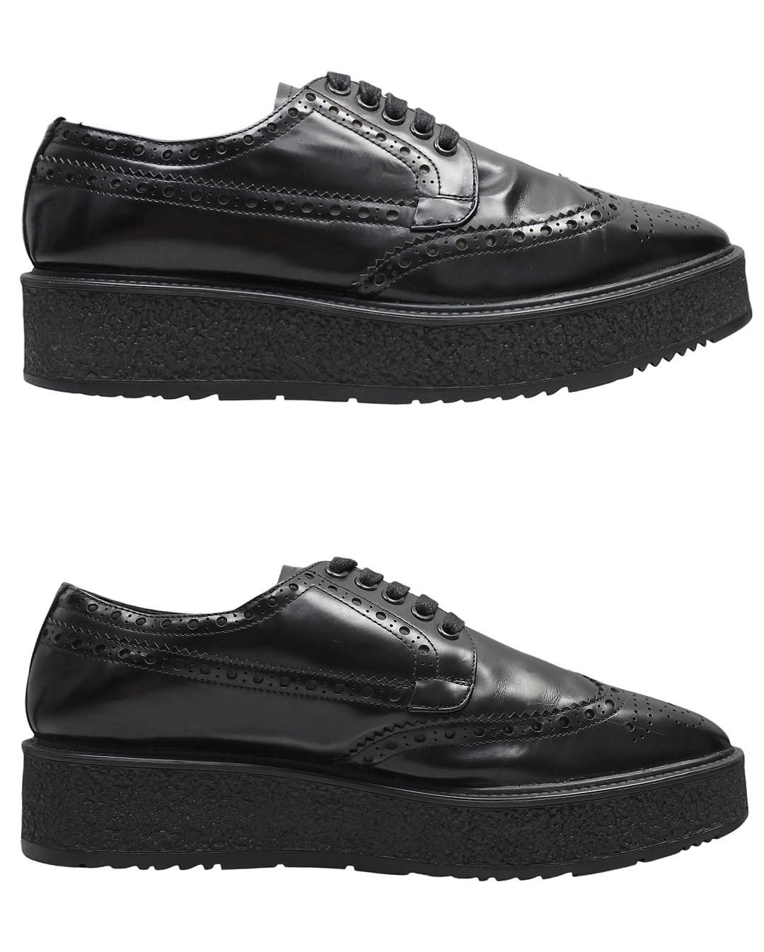 Prada 2010S PRADA BLACK PLATFORM BROGUE SHOES Size US 7 / EU 40 - 2 Thumbnail
