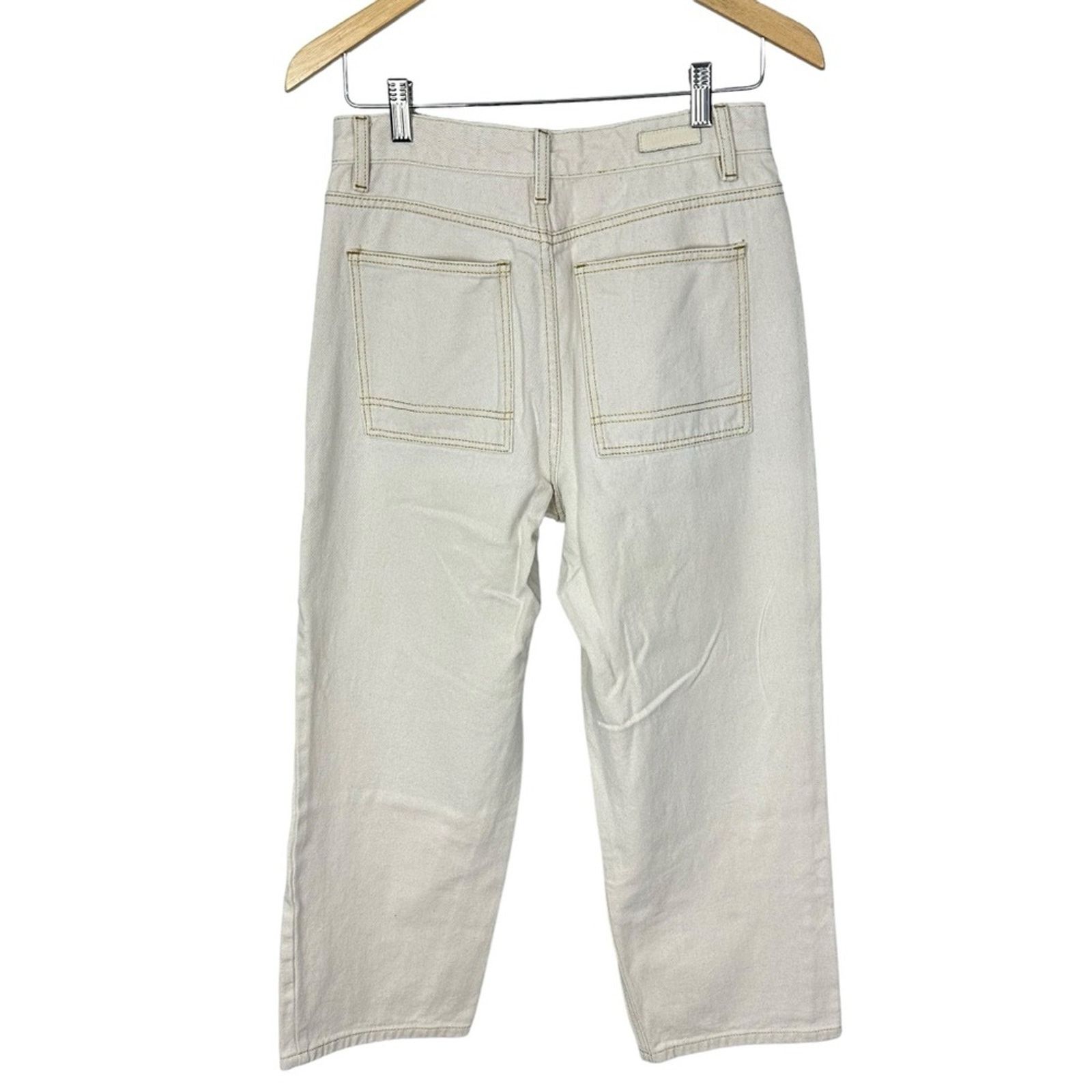 BLANKNYC Blank NYC Ivory Denim High Rise Crop Straight Jeans Sz 28 Size 28" / US 6 / IT 42 - 13 Thumbnail