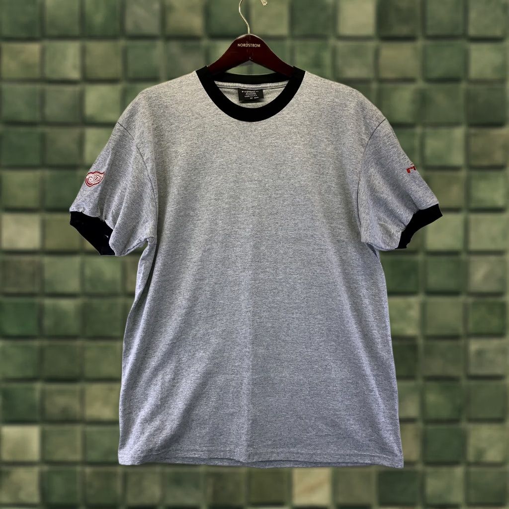 Red Wing VINTAGE Rival 90s Ringer Shirt Mens Short Sleeve Crew Neck Embroidered Red Wings M Gray Size US M / EU 48-50 / 2 - 1 Thumbnail