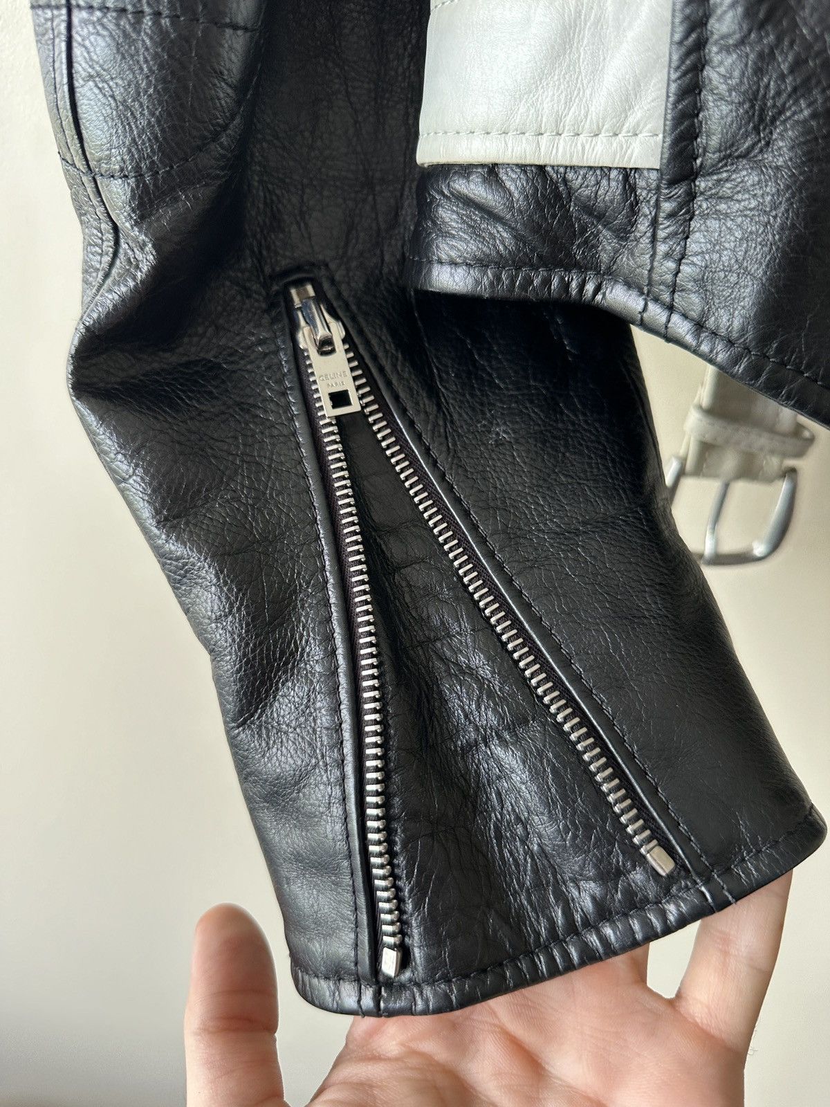 Celine × Hedi Slimane Biker Motorcycle Jacket Two Tone Leather FW19 Size US M / EU 48-50 / 2 - 7 Thumbnail